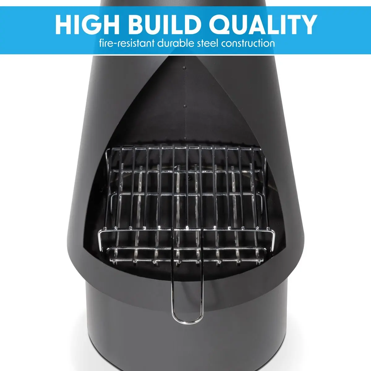 Dellonda Outdoor Chiminea, Fireplace, Fire Pit, Heater, Durable, Black Steel - Image 7