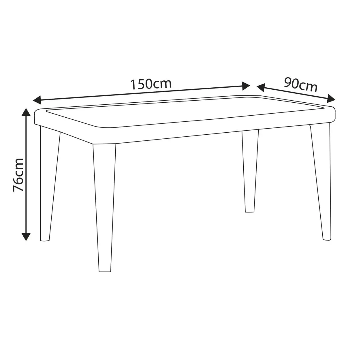 Dellonda Outdoor Dining Table Weather Resistant Glass Table 90x150cm - Image 2