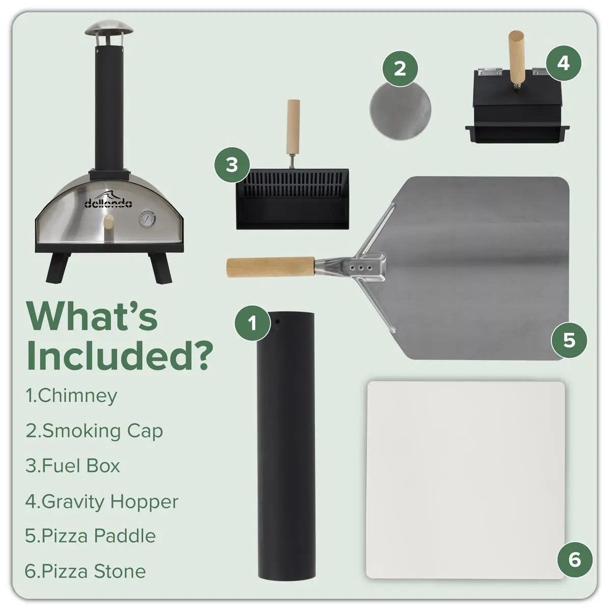 Dellonda Portable Wood-Fired 14" Pizza & Smoking Oven - Black/Stainless Steel - Image 12