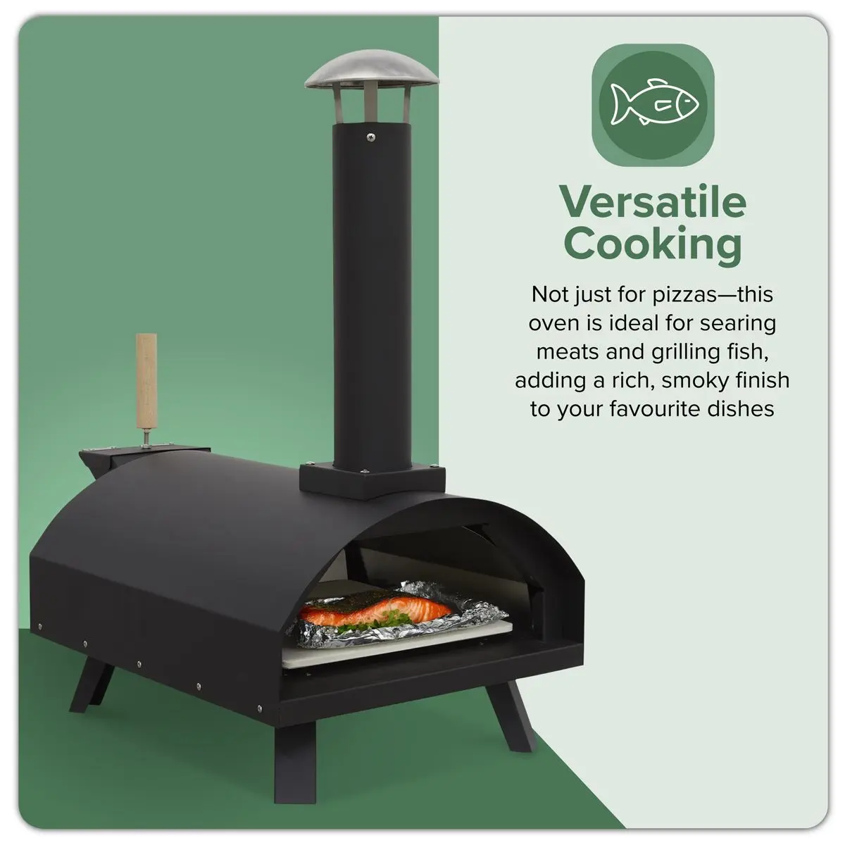 Dellonda Portable Wood-Fired 14" Pizza & Smoking Oven - Black/Stainless Steel - Image 6