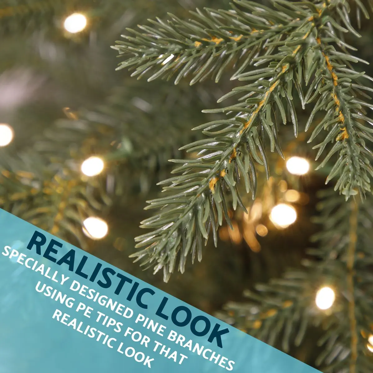 Dellonda Pre-Lit 6ft Hinged Christmas Tree with Warm White LED Lights & PE/PVC Tips - Image 3