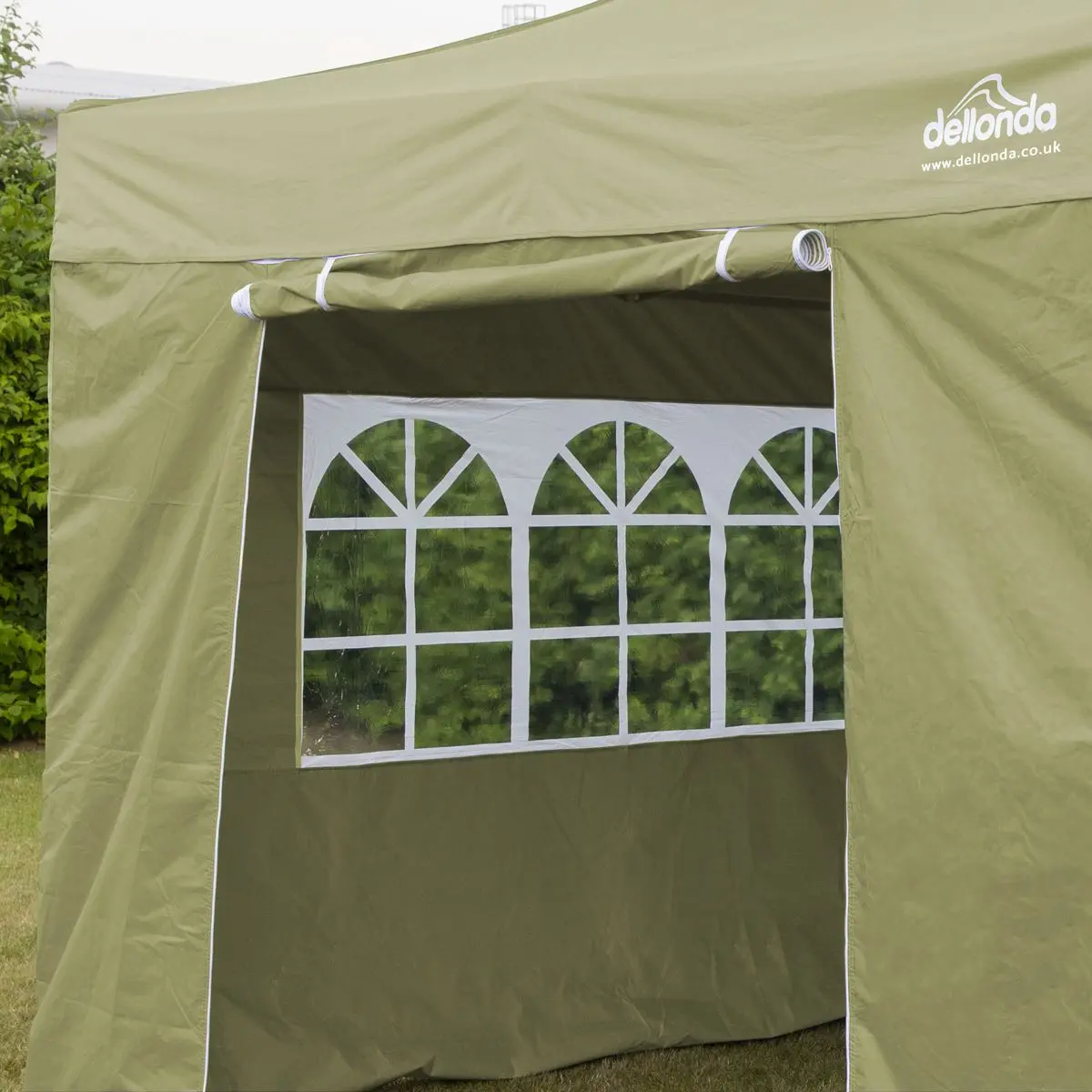 Dellonda Premium 3x3m Pop-Up Gazebo & Side Walls, PVC Coated, Water Resistant Fabric with Carry Bag, Rope, Stakes & Weight Bags - Beige - Image 7