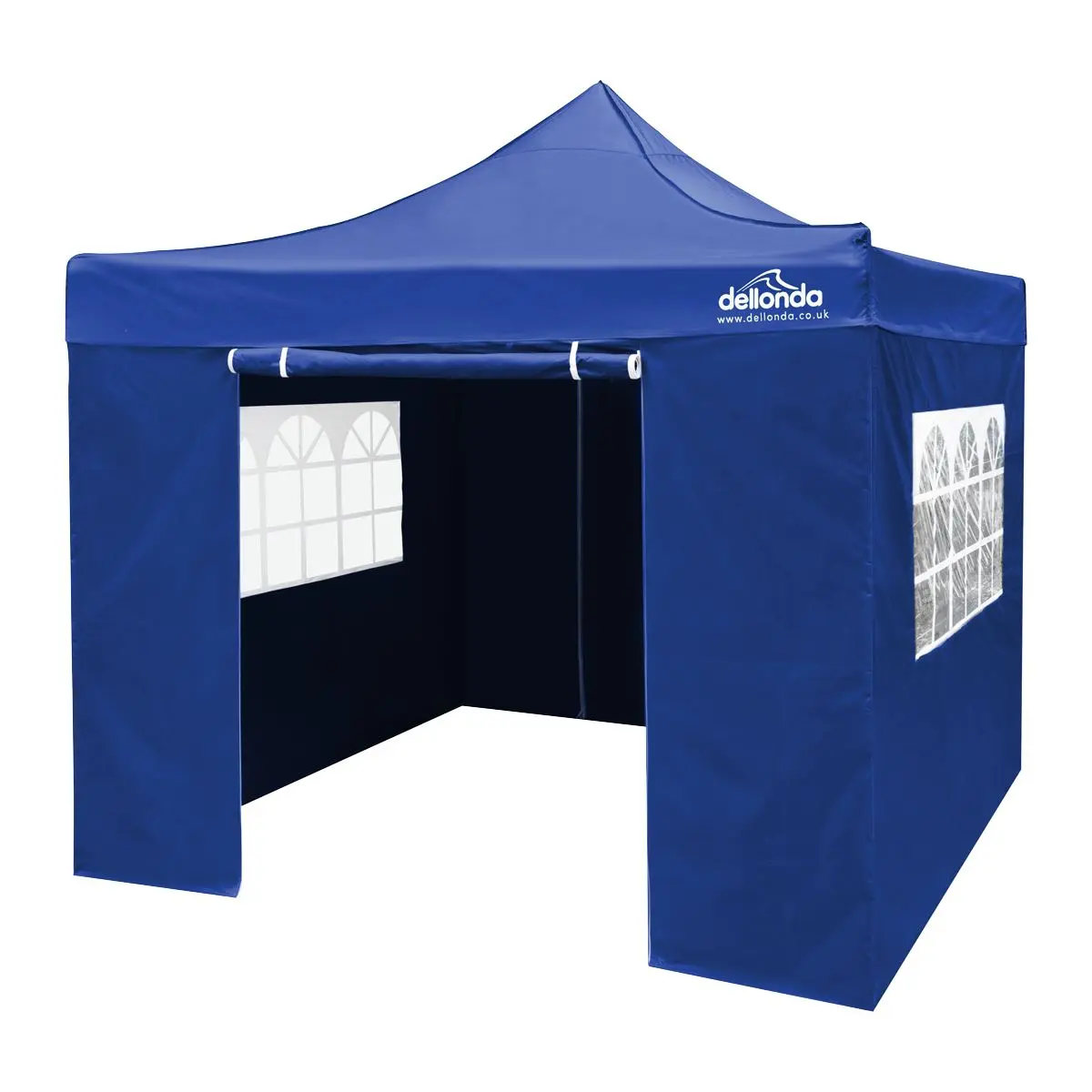 Dellonda Premium 3x3m Pop-Up Gazebo & Side Walls, PVC Coated, Water Resistant Fabric with Carry Bag, Rope, Stakes & Weight Bags - Blue - Image 3