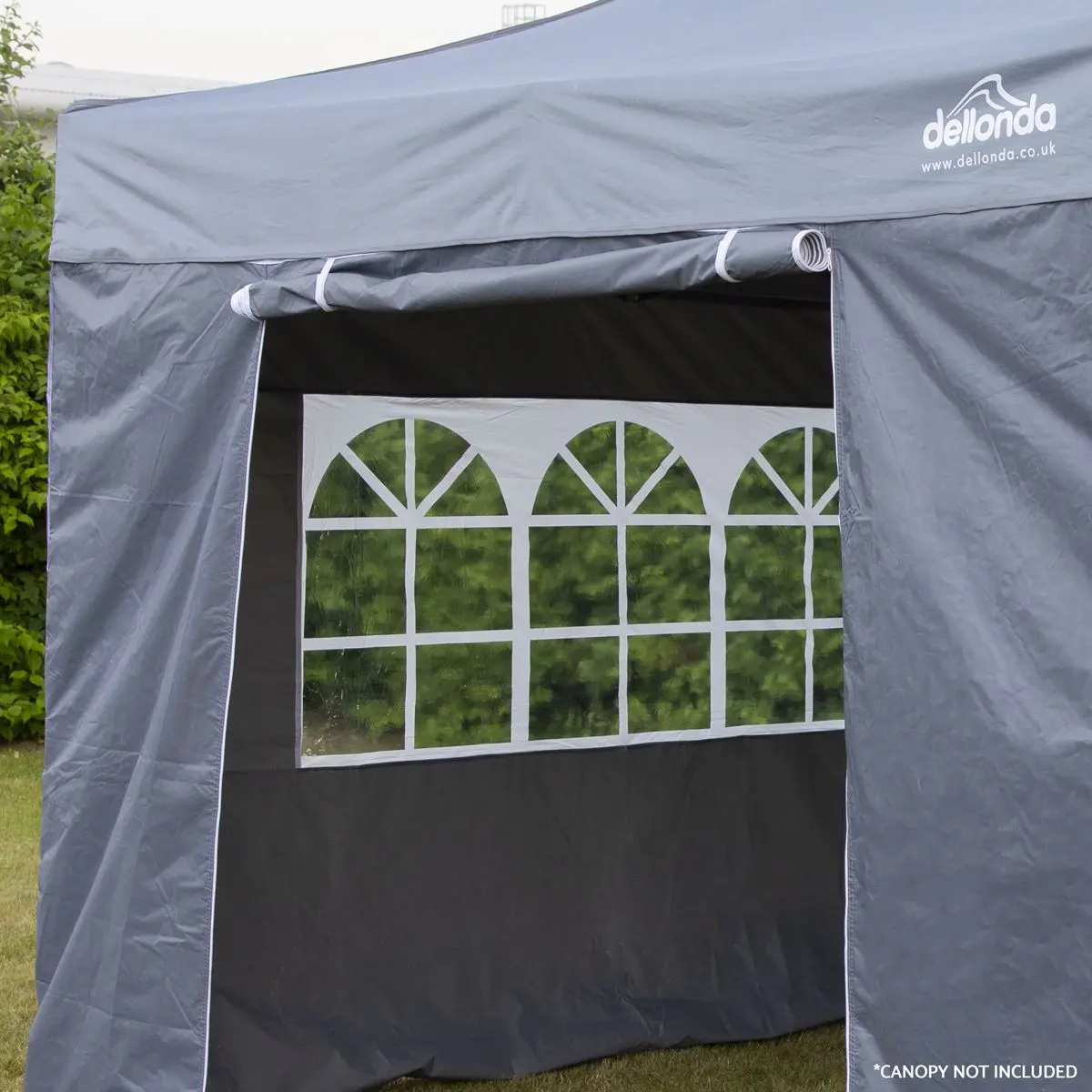 Dellonda Premium Gazebo/Marquee Side Walls/Doors/Windows, Fits 3 x 3m Models - Grey - Image 2