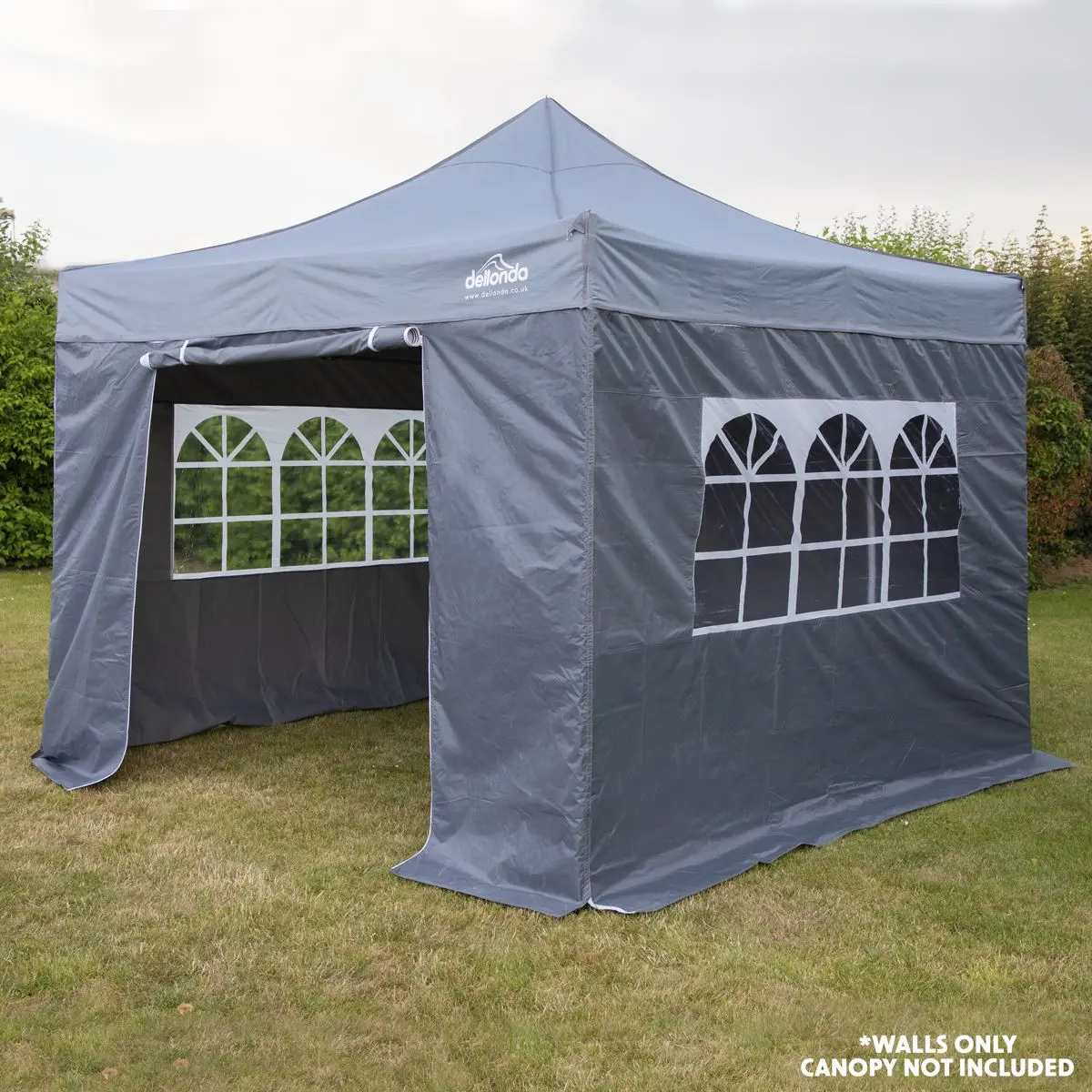 Dellonda Premium Gazebo/Marquee Side Walls/Doors/Windows, Fits 3 x 3m Models - Grey - Image 3