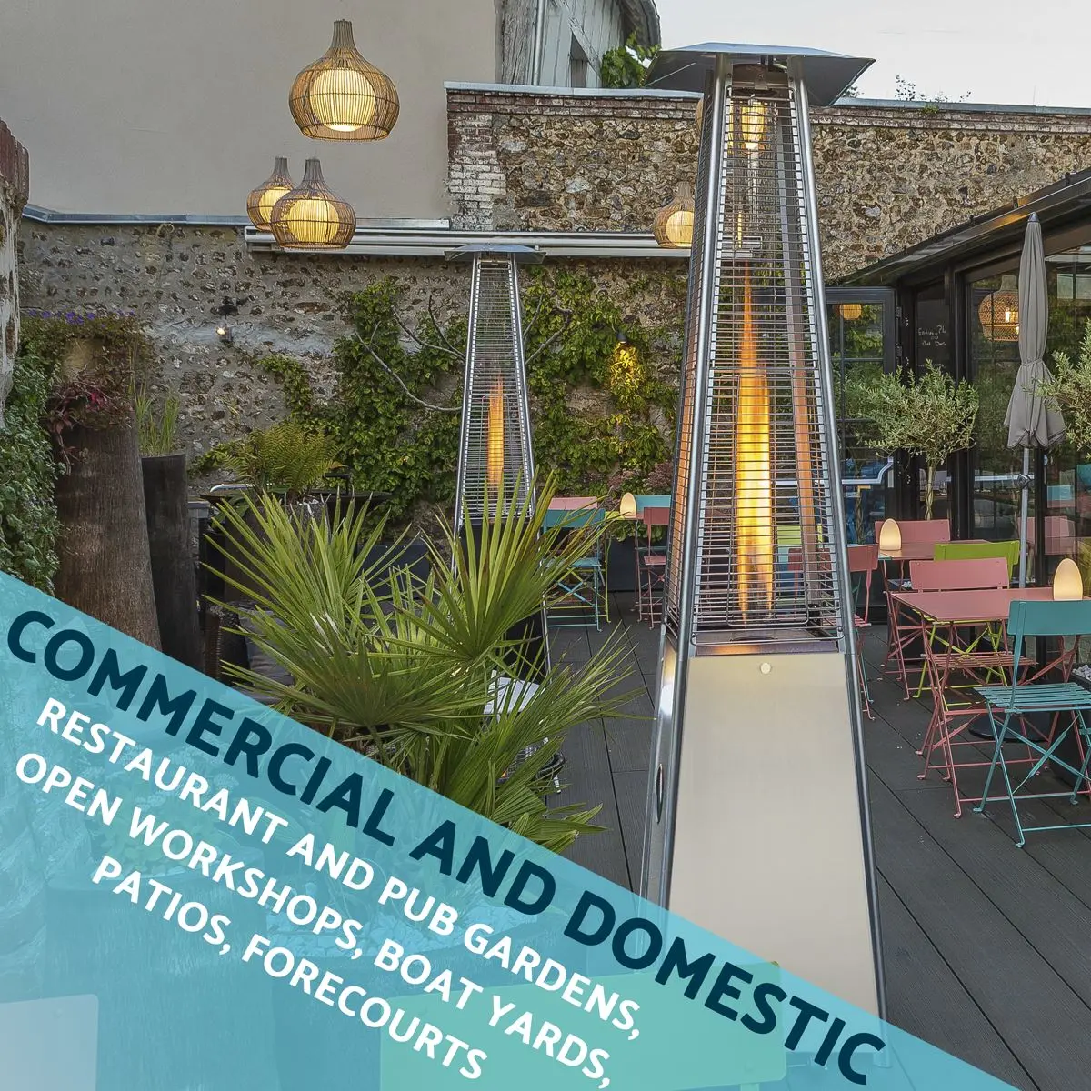 Dellonda 13kW Pyramid Gas Patio Heater 13kW Commercial/Garden Use - Stainless Steel - Image 11