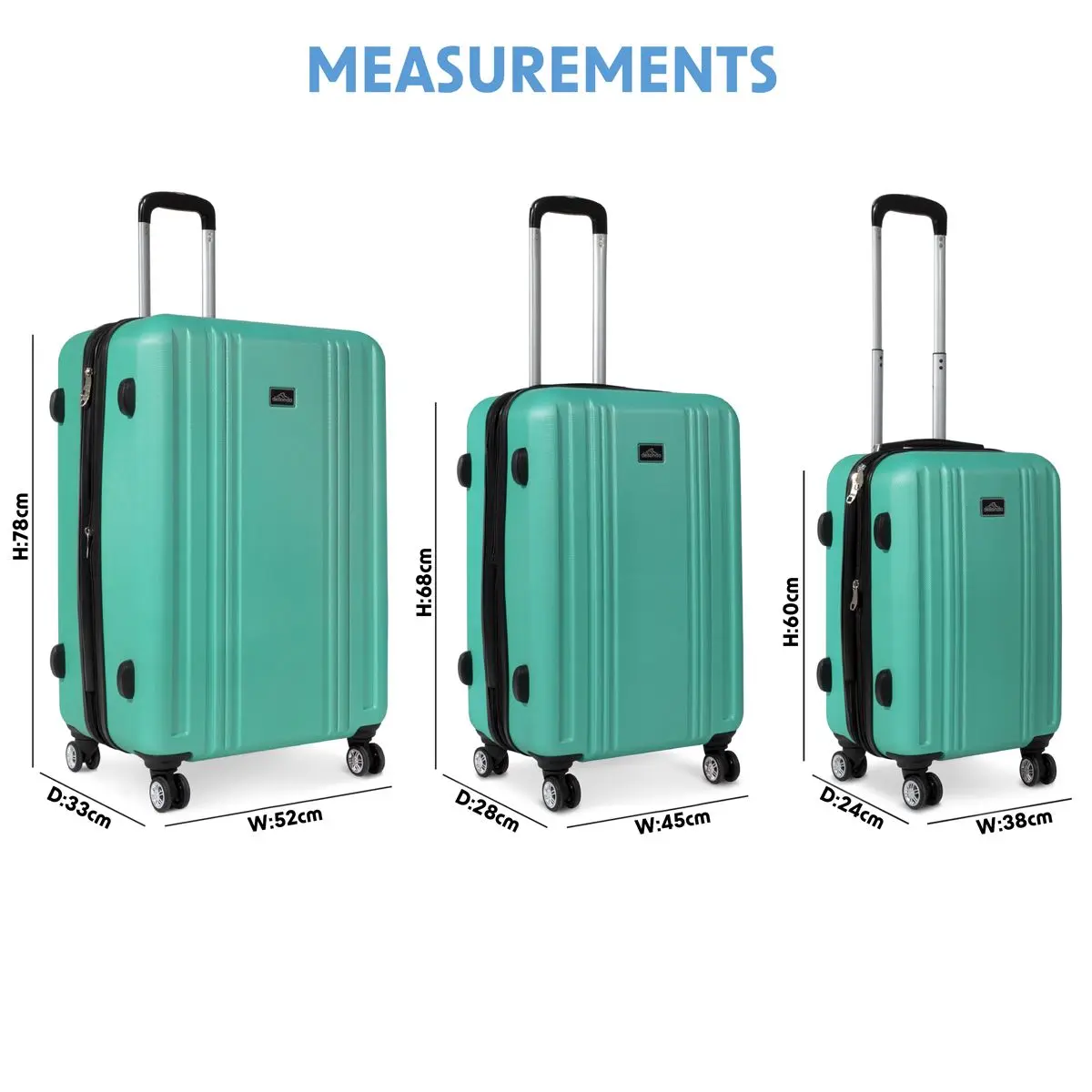 Dellonda Set 3-Piece Lightweight ABS Luggage Set with Integrated TSA Approved Combination Lock - Teal - DL126 - Image 9