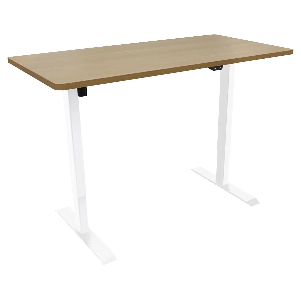Dellonda Single Motor Height-Adjustable Electric Sit & Stand Desk with Oak Desktop & White Frame - Image 2