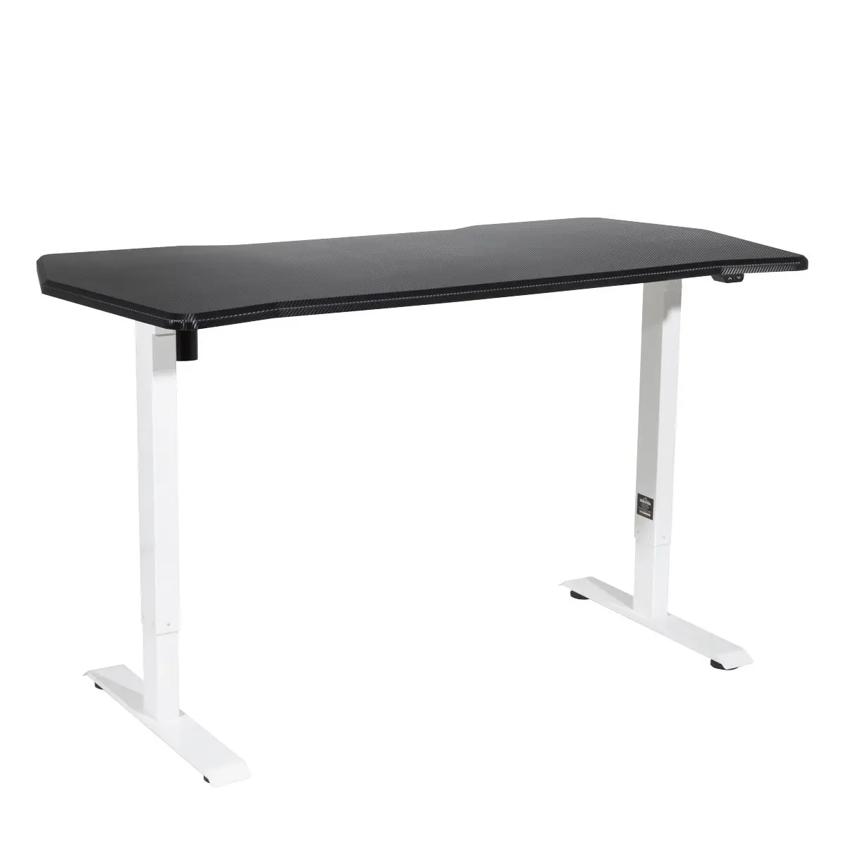 Dellonda Single Motor Height-Adjustable Electric Sit & Stand Gaming Desk with Carbon Fibre Desktop & White Frame