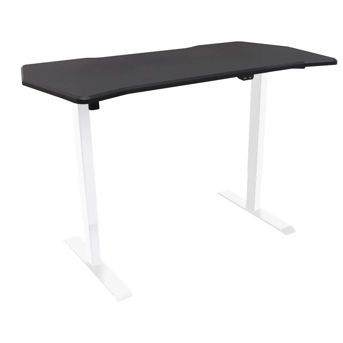 Dellonda Single Motor Height-Adjustable Electric Sit & Stand Gaming Desk with Carbon Fibre Desktop & White Frame - Image 5