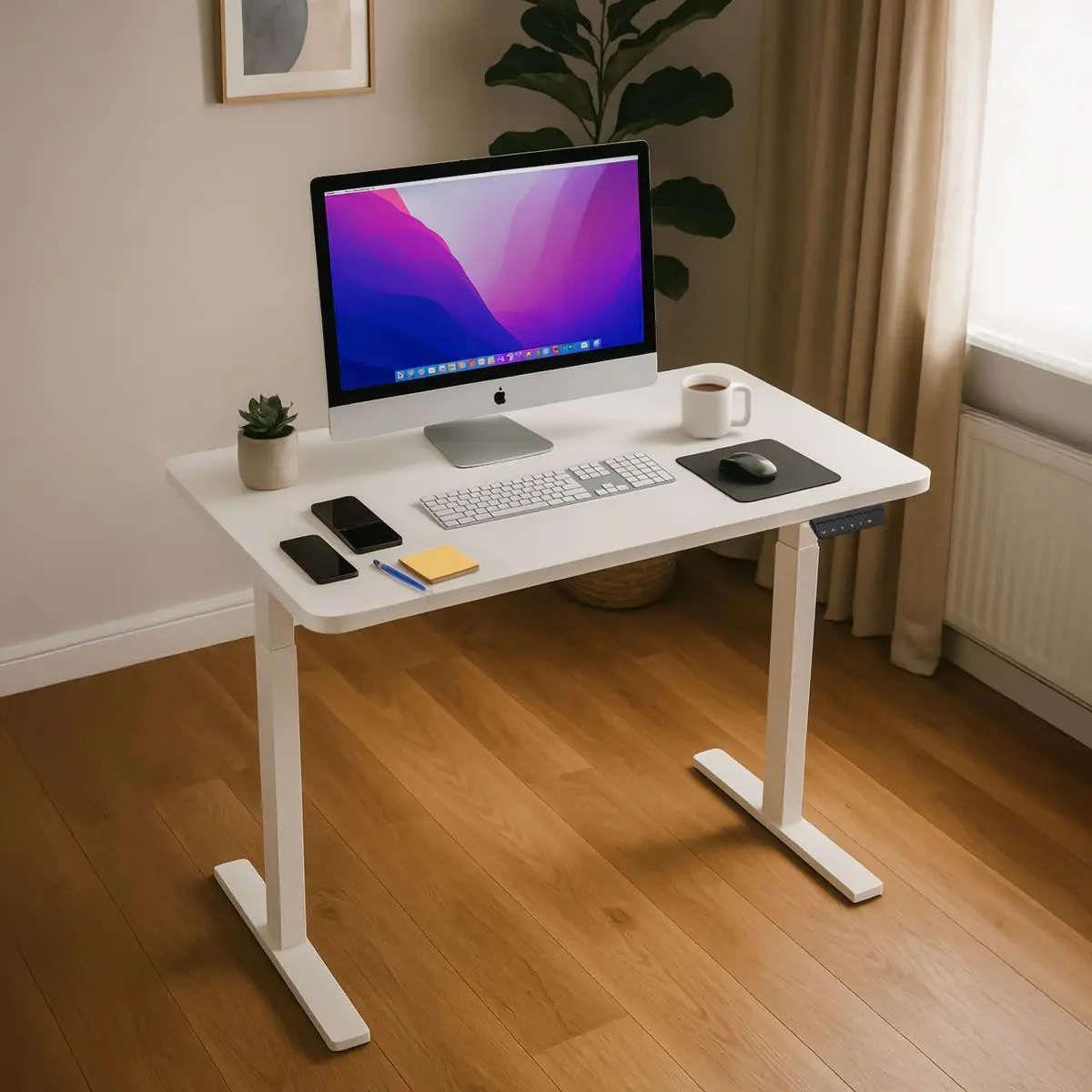 Dellonda White Electric Adjustable Office Standing Desk, Quiet & Fast 1200x600mm - Image 6