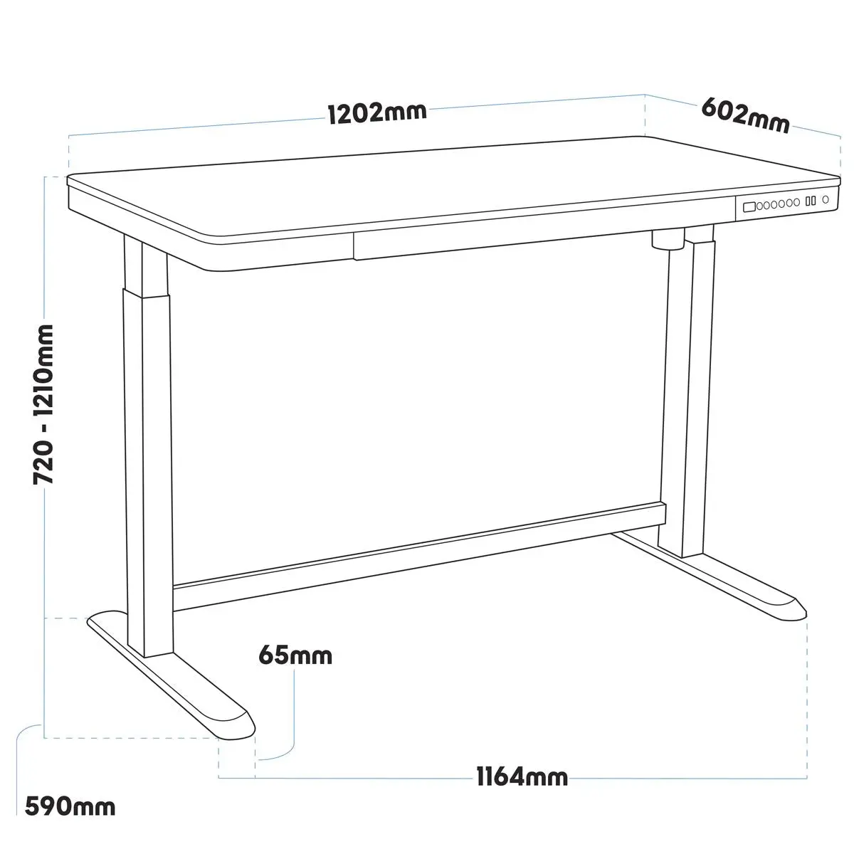 Dellonda White Electric Adjustable Standing Desk with USB & Drawer, 1200 x 600mm - Image 13