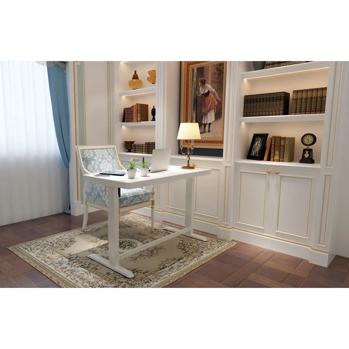 Dellonda White Electric Adjustable Standing Desk with USB & Drawer, 1200 x 600mm - Image 9