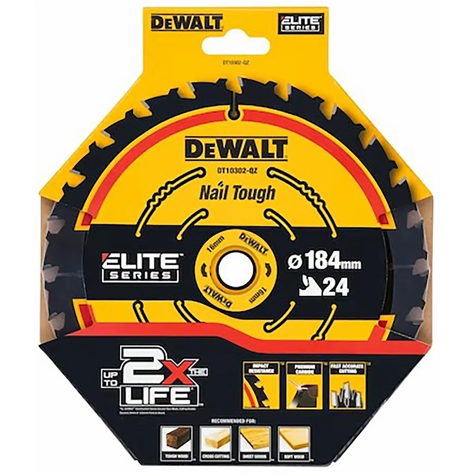 DeWalt Elite Circular Saw Blade 184mm x 16mm 24T Wood Cutting Framing DT10302 - Image 3