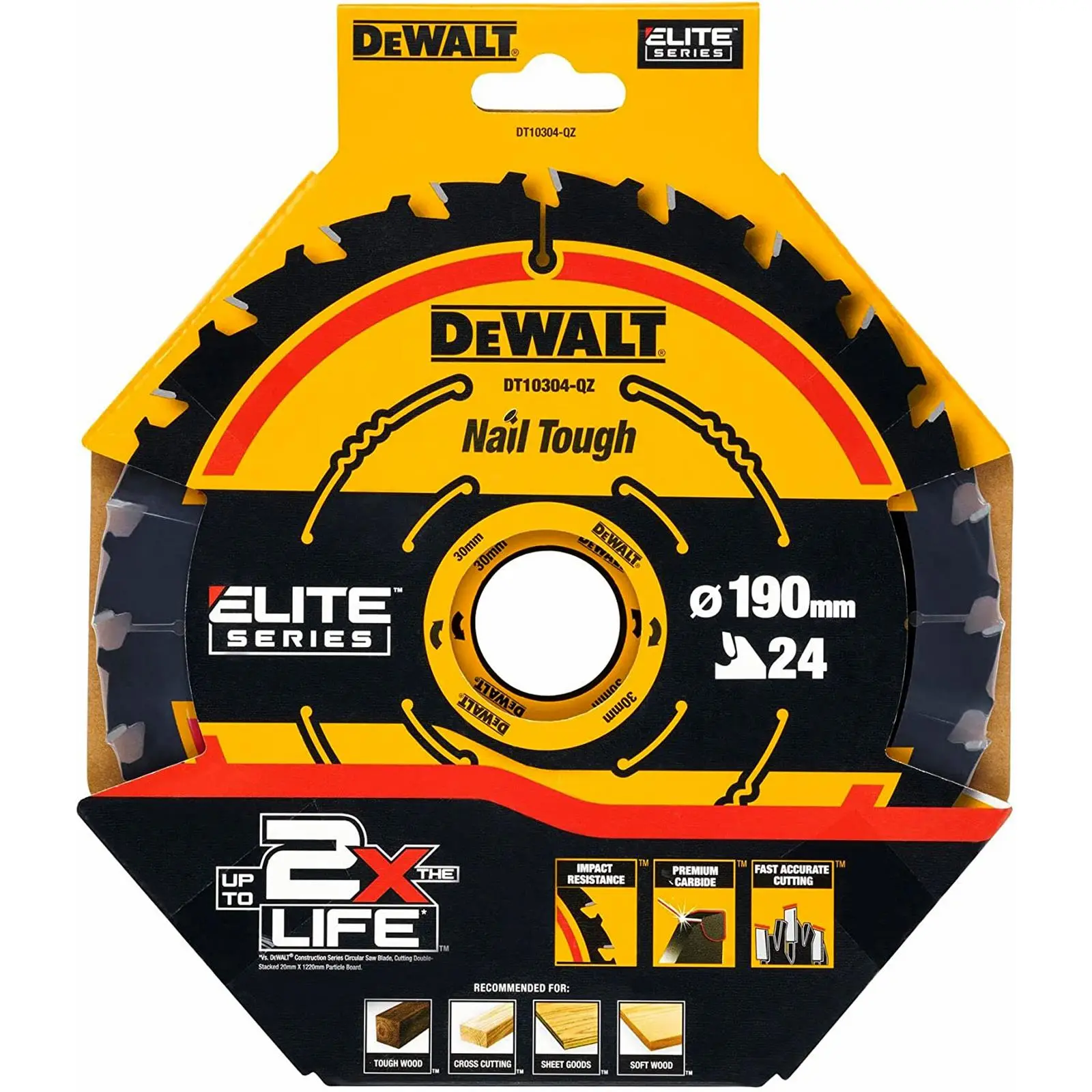 DeWalt Elite Circular Saw Blade 190mm x 30mm 24T Wood Cutting Framing DT10304 - Image 3