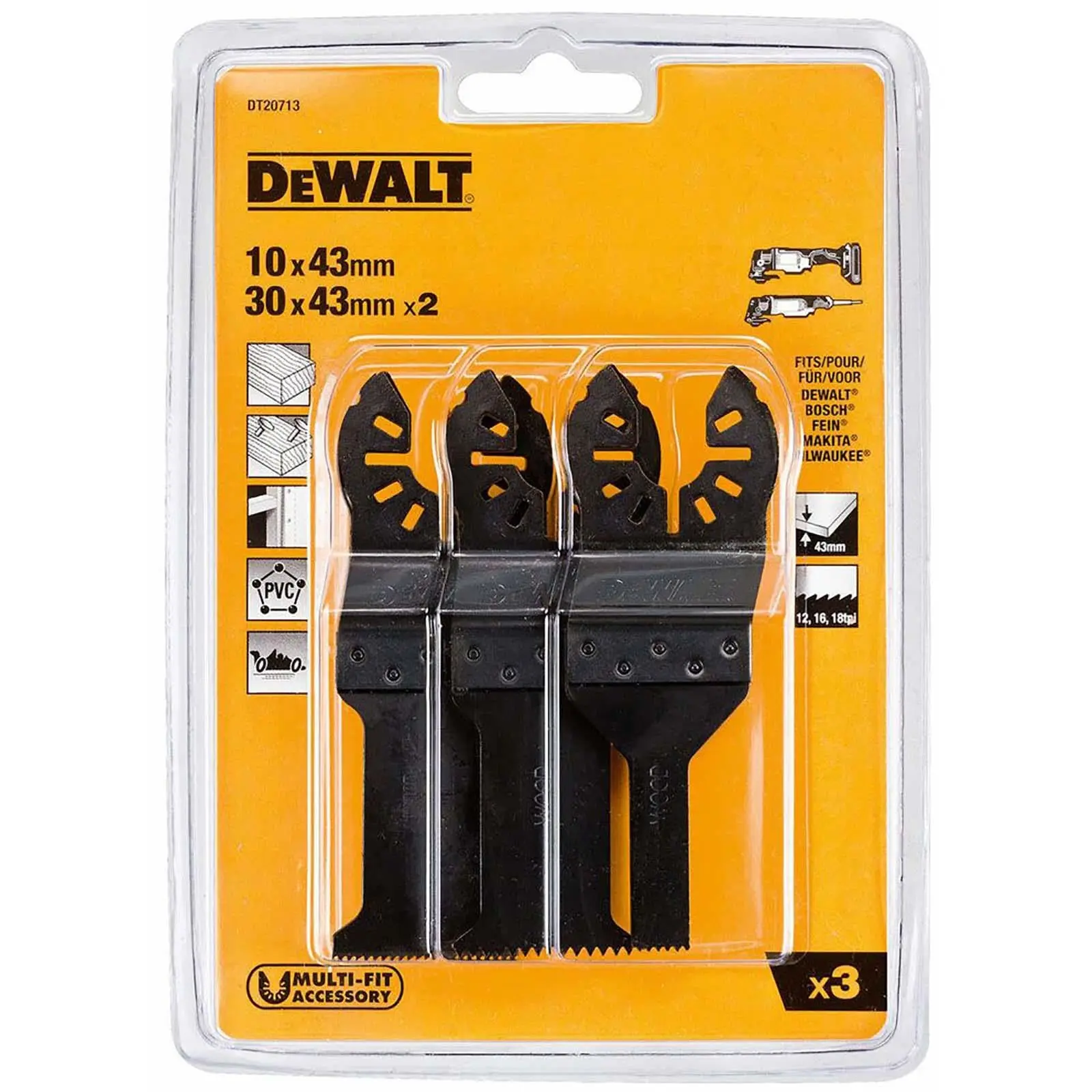 DeWalt Multi-Tool Saw Blade Set Oscillating Cutting Wood Nails Accessory 3pc DT20713 - Image 3