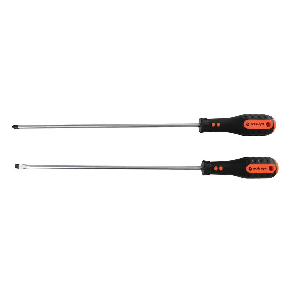 Dickie Dyer 2pc Long Reach S2 Screwdriver Set PZ2 & SL6.5 x 300mm Pozi Slotted - Image 3