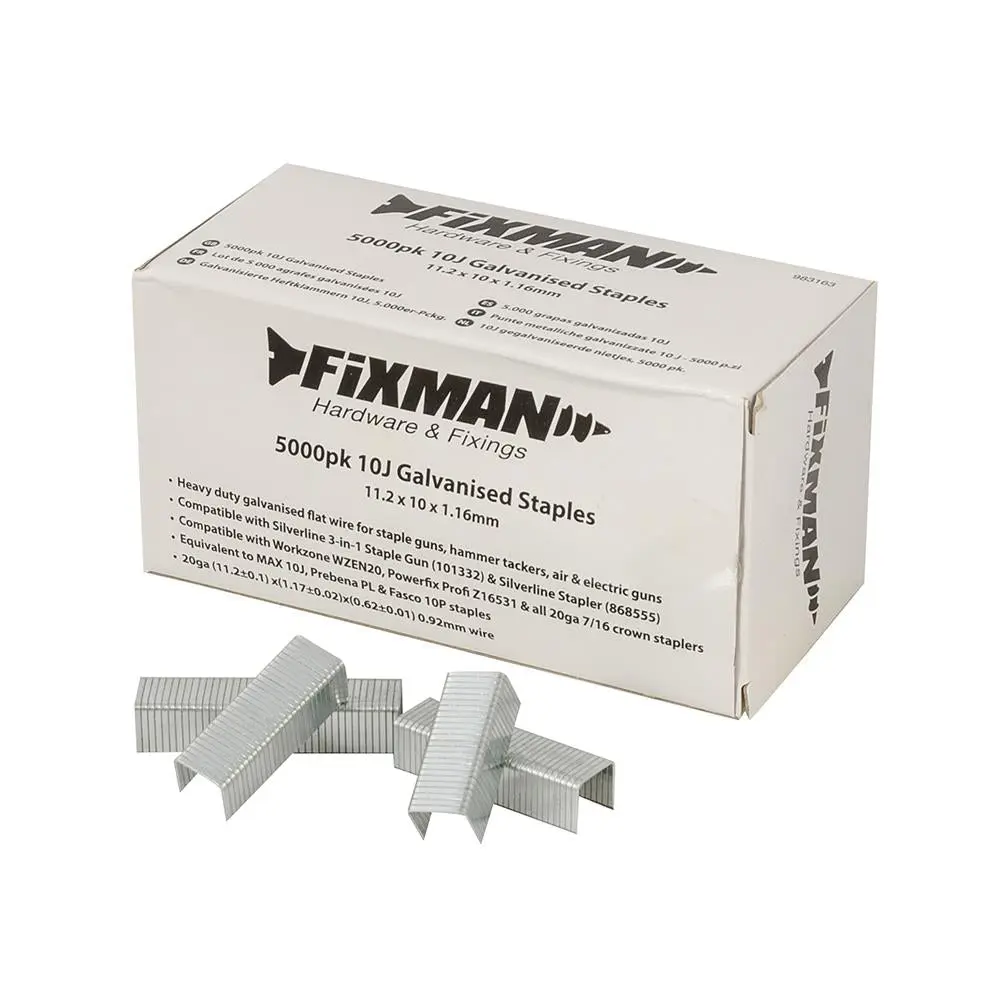 Fixman 10J Galvanised Staples 5000pk 11.2 x 10 1.17mm 983163 - Image 4