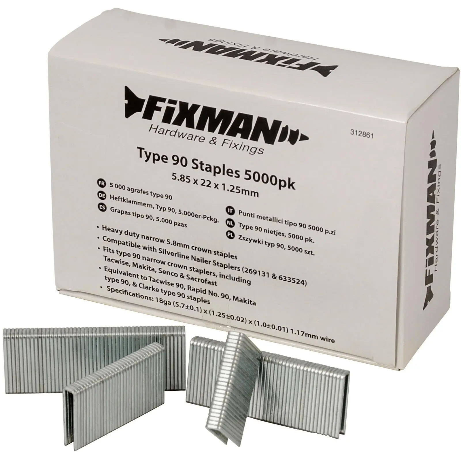 Fixman 5000pc Type 90 Staples 10-22mm Heavy Duty Crown Stapler Gun Fixings - Image 3