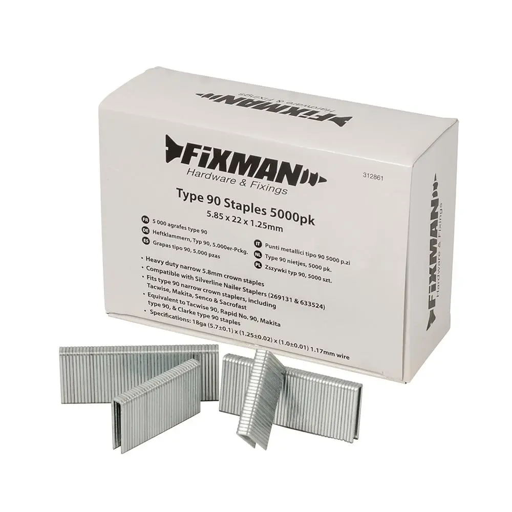 Fixman 5000pc Type 90 Staples 10-22mm Heavy Duty Crown Stapler Gun Fixings - Image 4