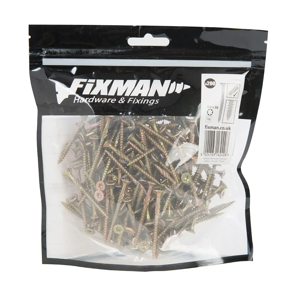 Fixman Goldstar Advanced Screws 4 x 50mm 200pk 619135 - Image 4