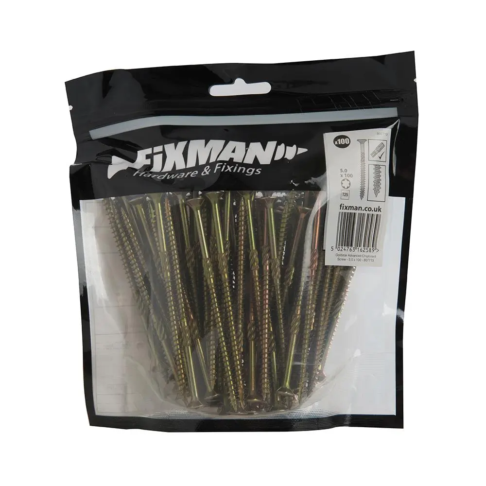 Fixman Goldstar Advanced Screws 5 x 100mm 100pk 807713 - Image 2