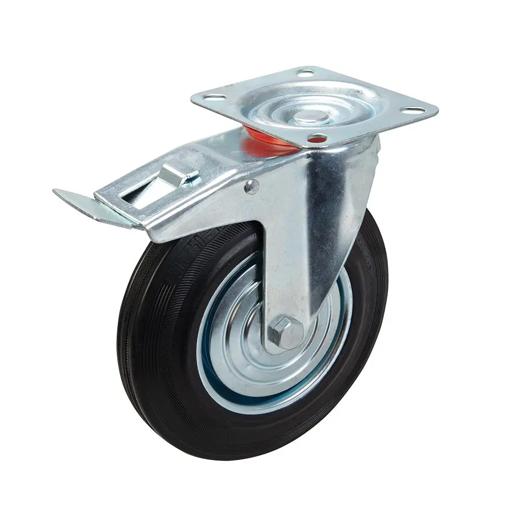 Fixman Heavy Duty Braked Rubber Castor 200mm 200kg 921139 - Image 2