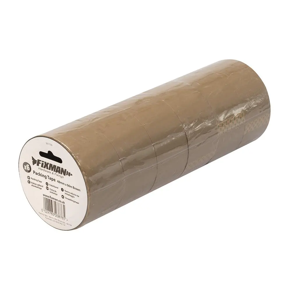 Fixman Packing Tape 48mm x 66m Brown 6pk 967758