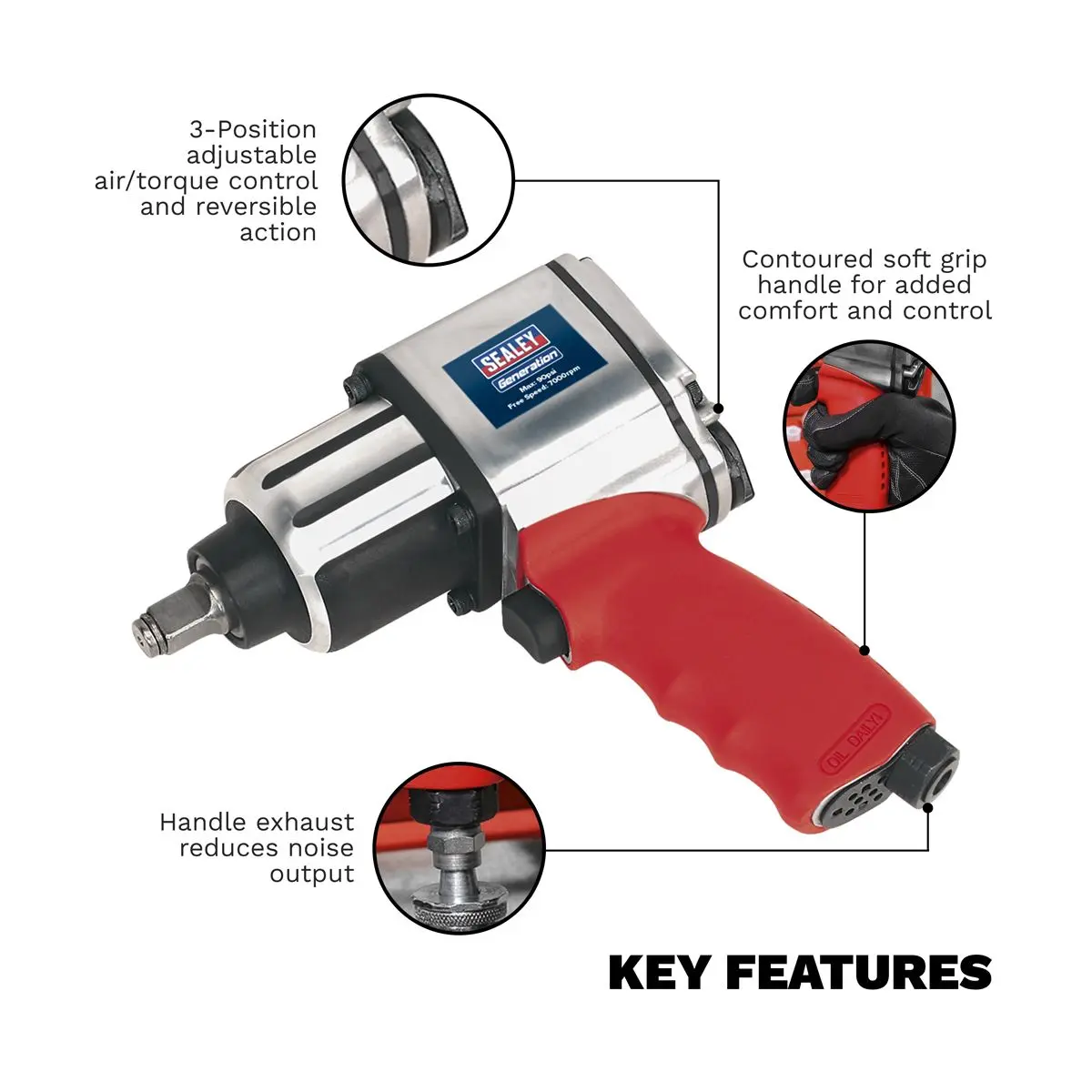 Generation Air Impact Wrench 1/2"Sq Drive - Twin Hammer - Image 2