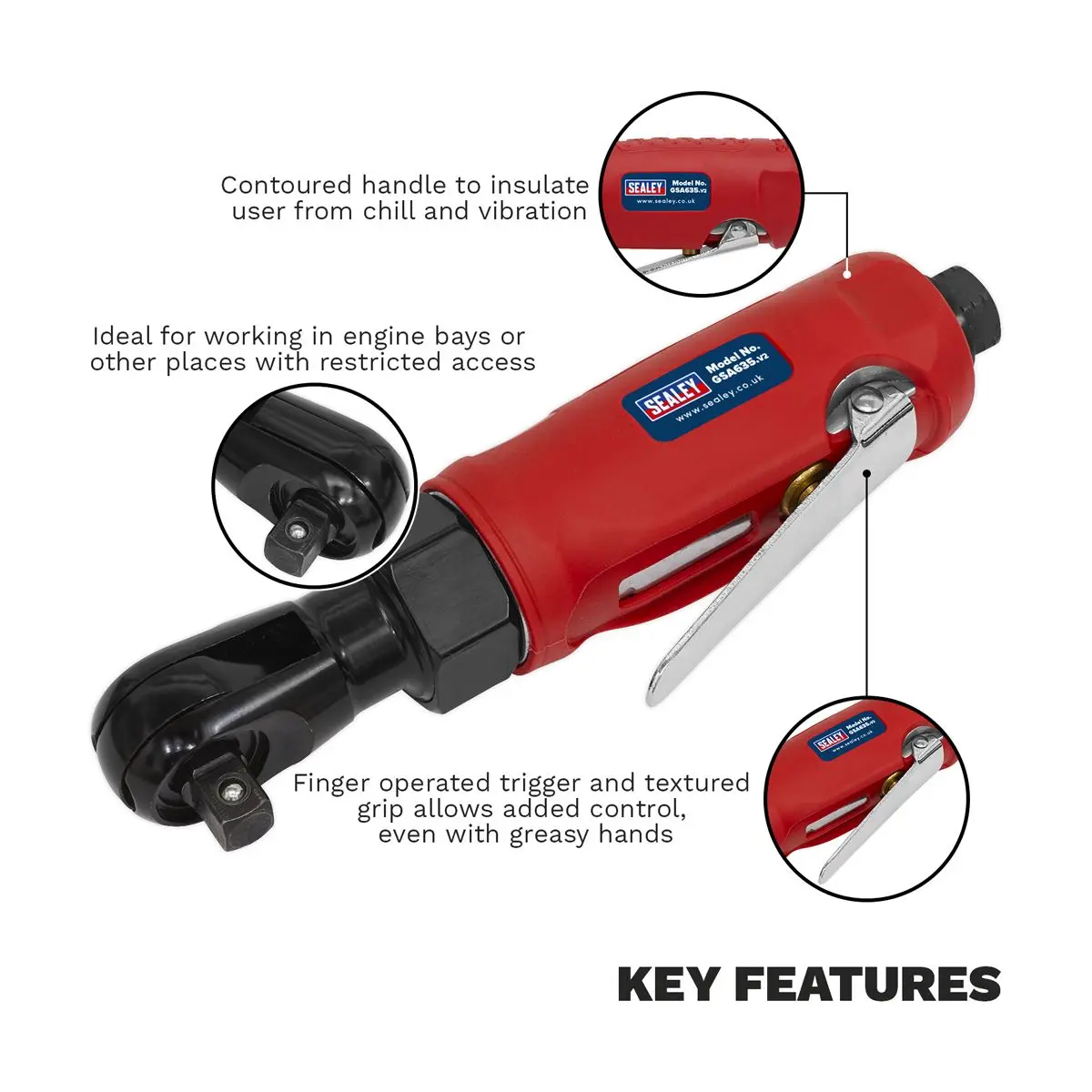 Generation Compact Air Ratchet Wrench 3/8"Sq Drive - Image 2