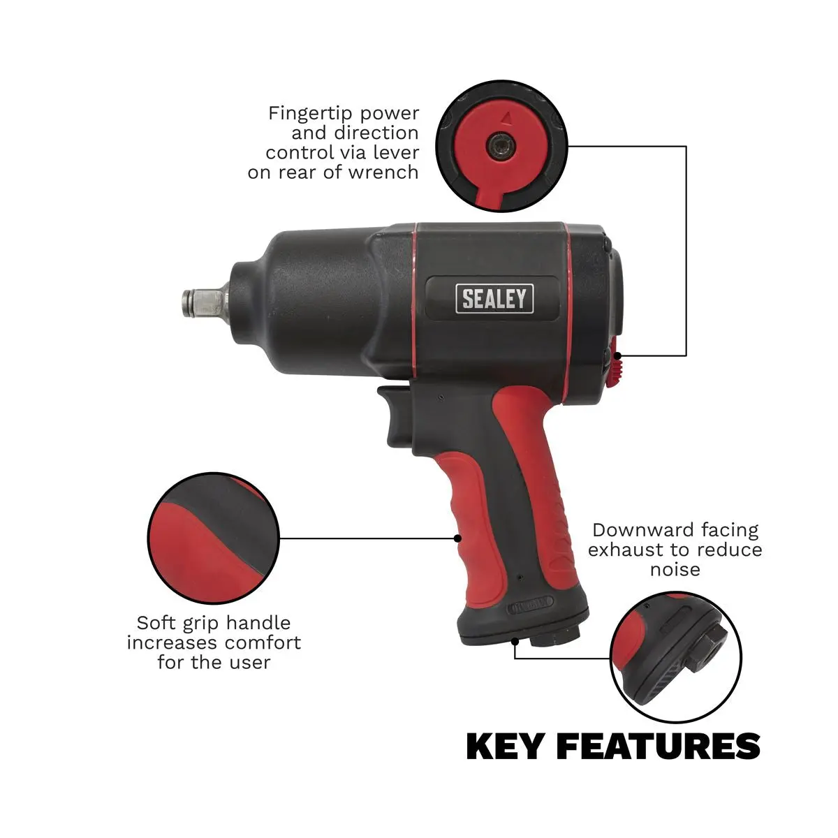 Generation Composite Air Impact Wrench 1/2"Sq Drive Twin Hammer - Image 2