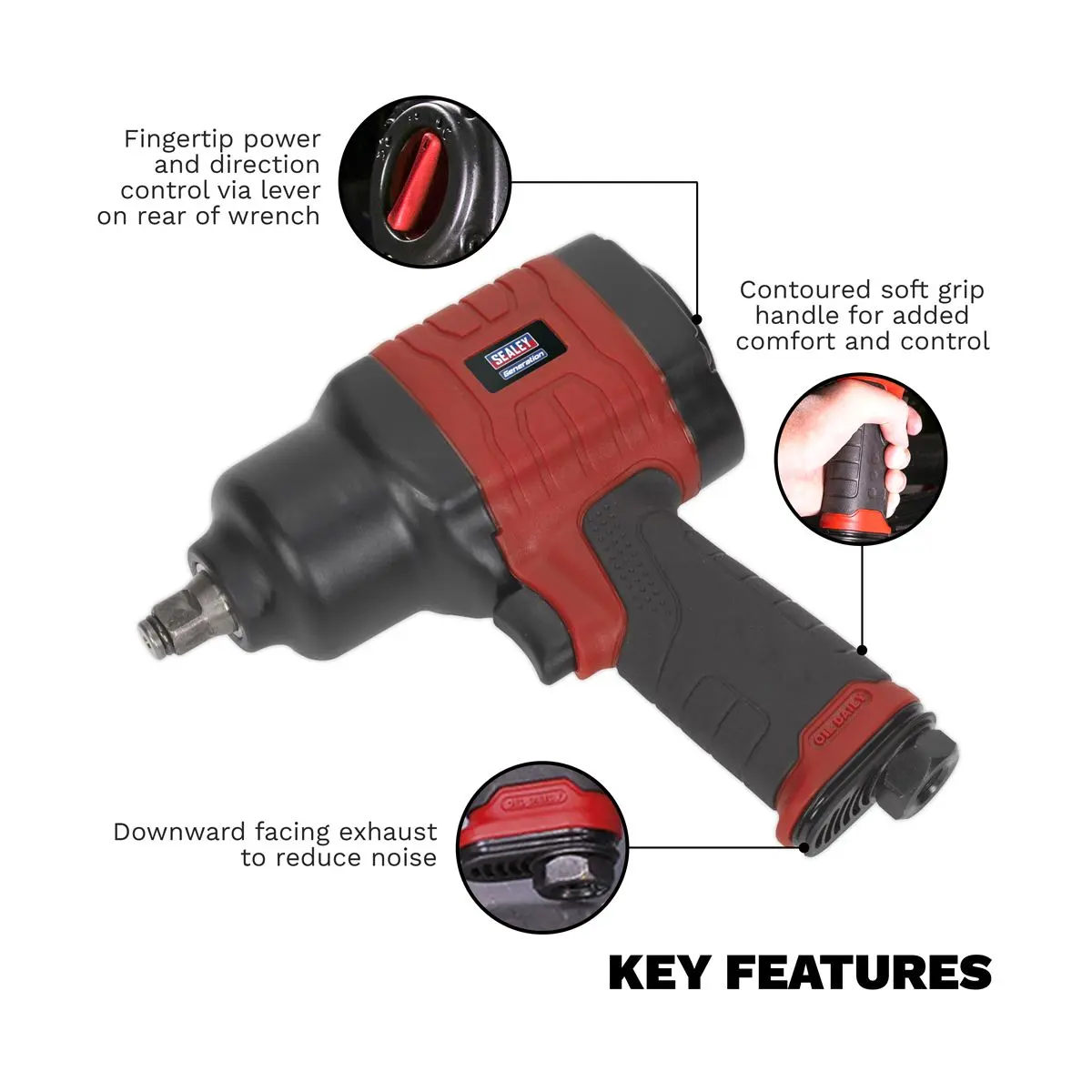 Generation Composite Air Impact Wrench 1/2"Sq Drive - Twin Hammer - Image 2