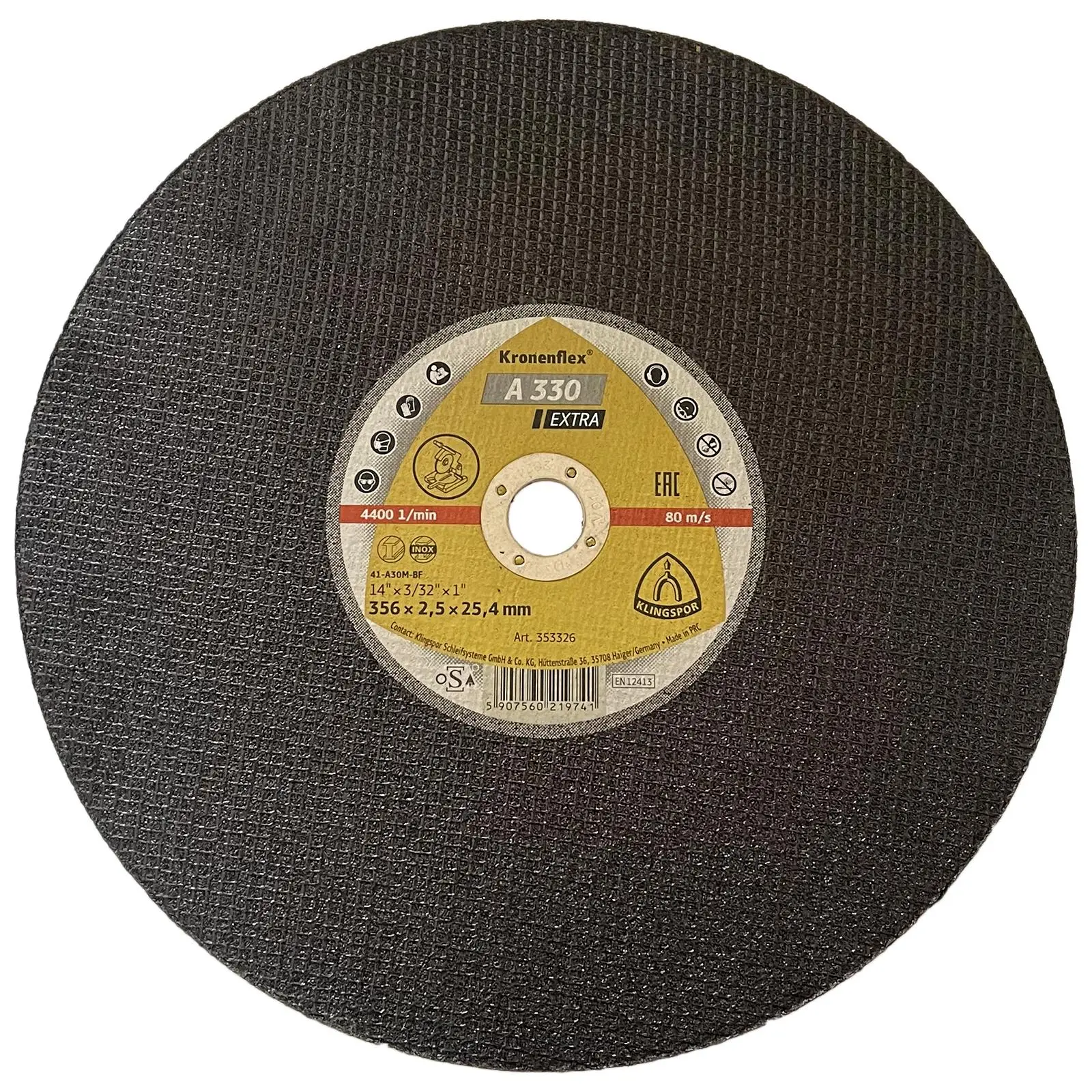 Klingspor Chop Saw Cutting Discs A330 Extra Kronenflex 356mm x 2.5mm x 25.4mm