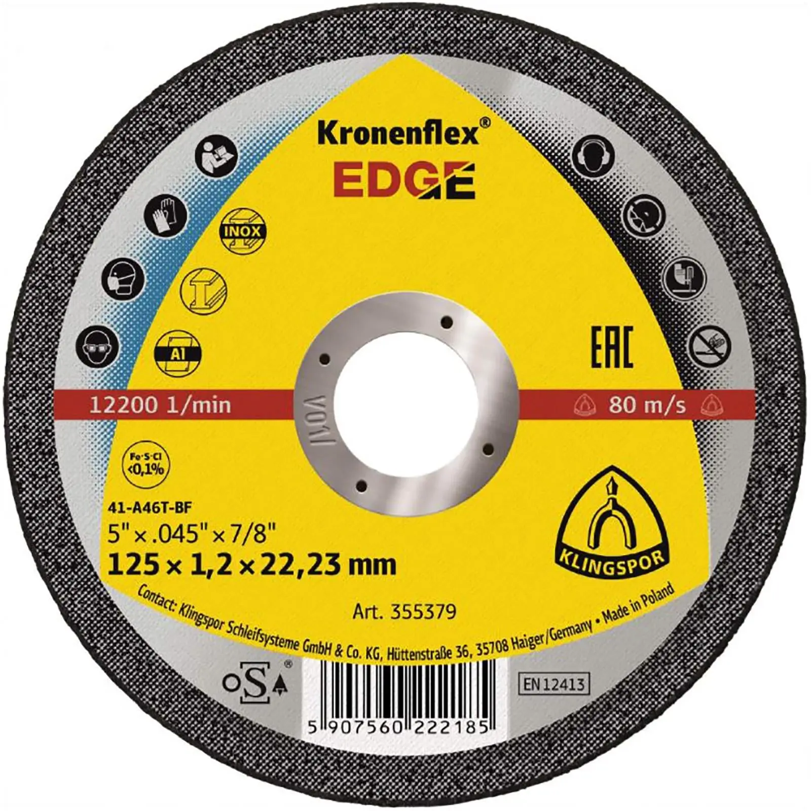 Klingspor EDGE Cutting Slitting Discs 125mm x 1.2mm for Stainless Steel Aluminium - Image 2