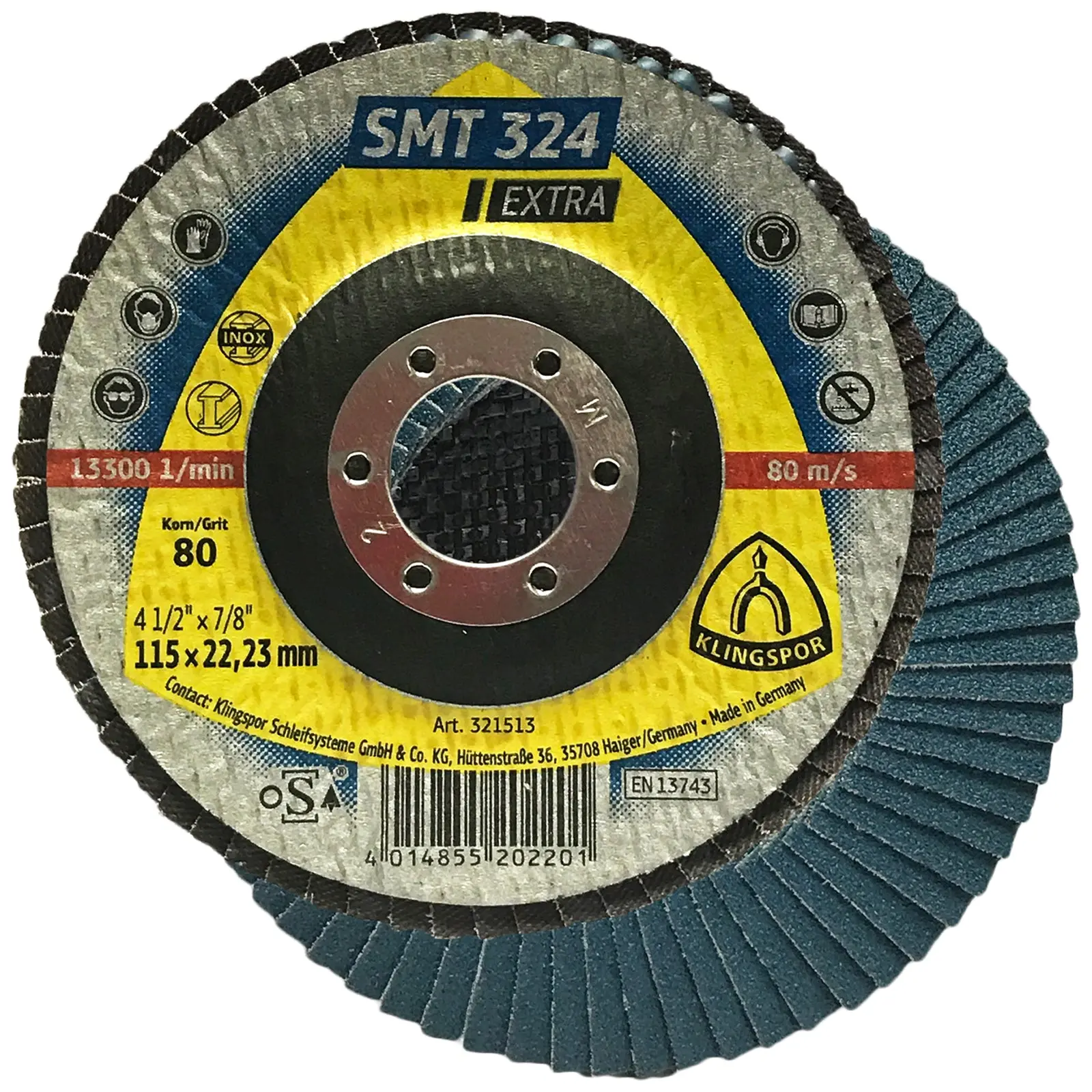 Klingspor SMT324 115mm Zirconia Alumina Flap Sanding Discs 40-80 Grit - Image 3