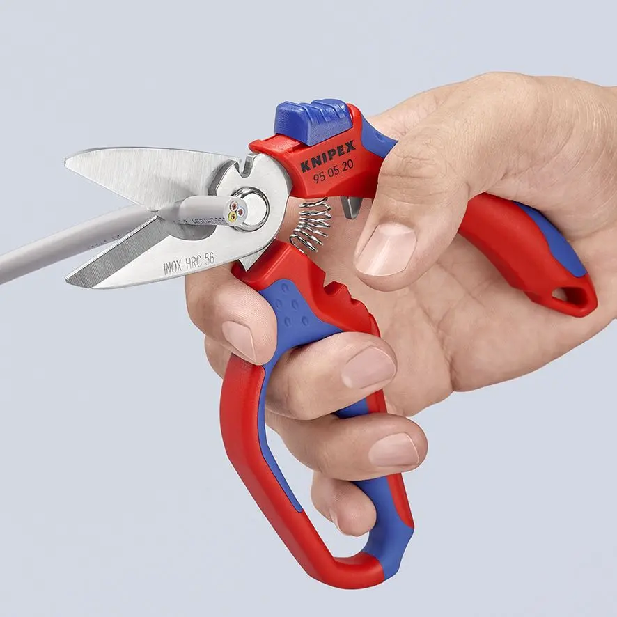 Knipex Angled Electricians Shears Scissors 160mm Multi Component Grips 95 05 20 SB - Image 2