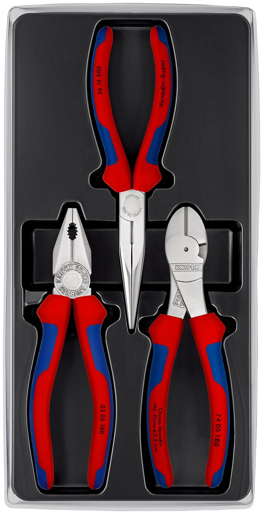 Knipex Assembly Set Tool Kit 3 Piece Combination Diagonal Snipe Nose Pliers 00 20 11 V01 - Image 2