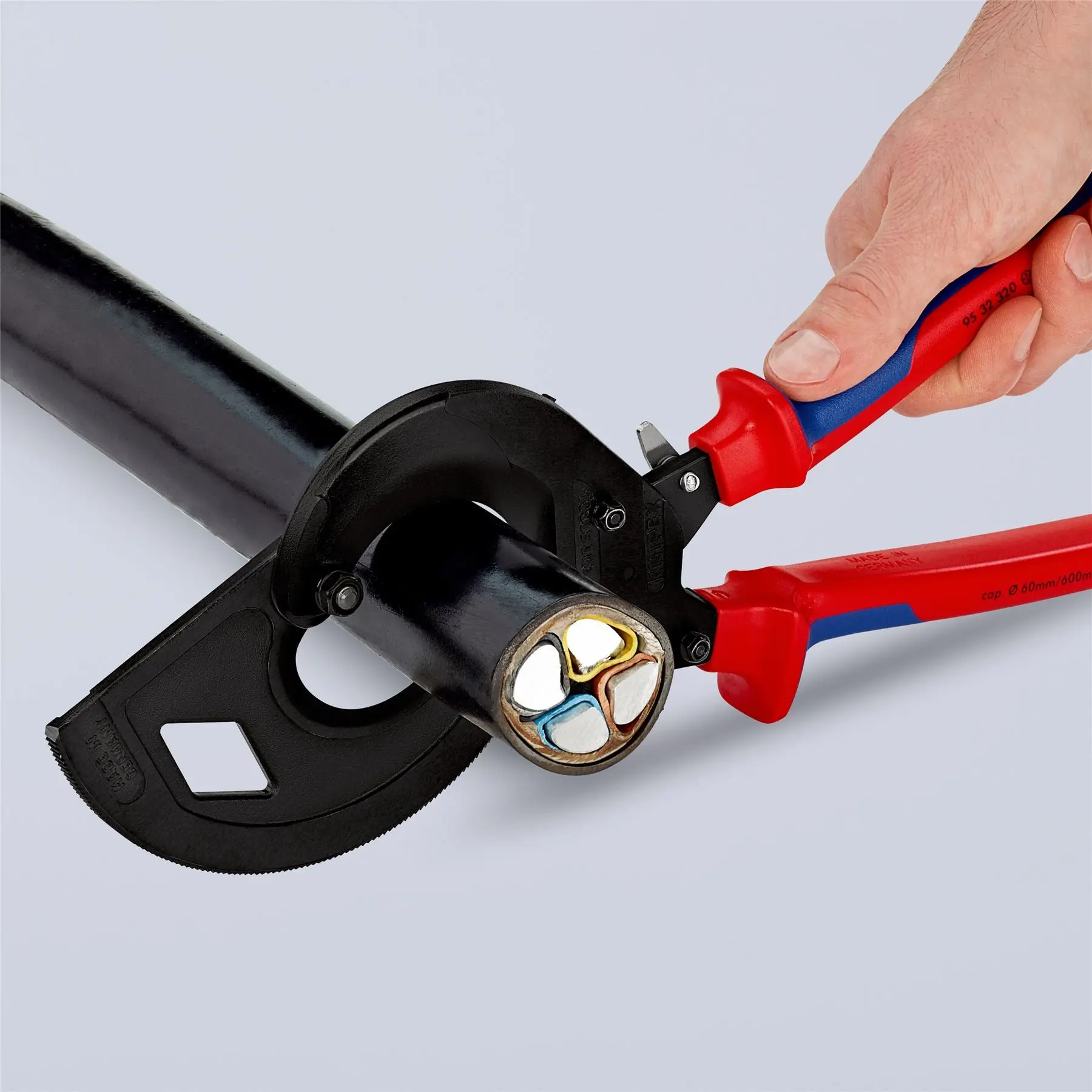 KNIPEX Cable Cutter Ratchet Action 3 Stage 60mm Diameter Cutting Capacity 320mm Multi Component Grips 95 32 320 - Image 5