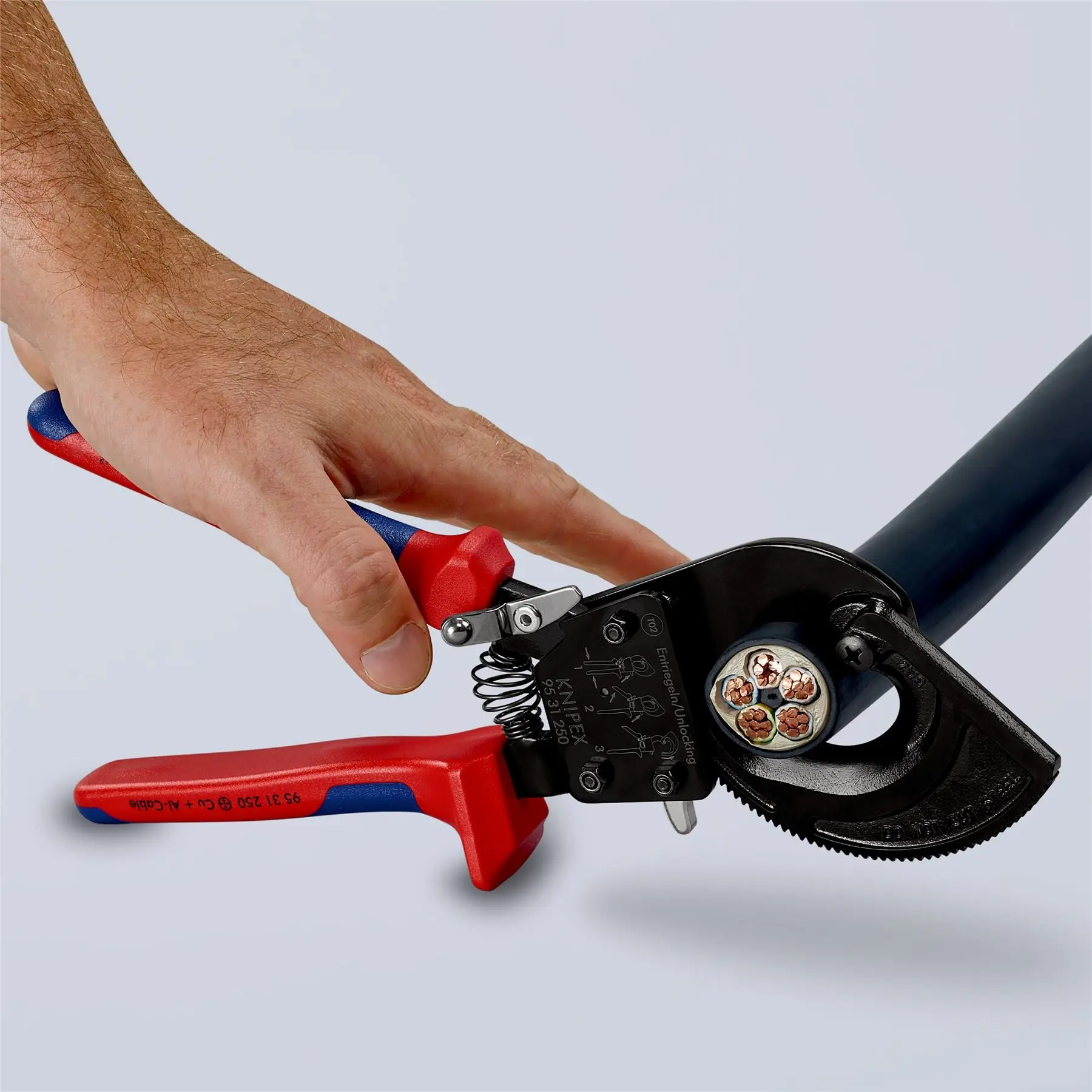 KNIPEX Cable Cutter Ratchet Action 32mm Diameter Cutting Capacity 250mm Multi Component Grips 95 31 250 - Image 10