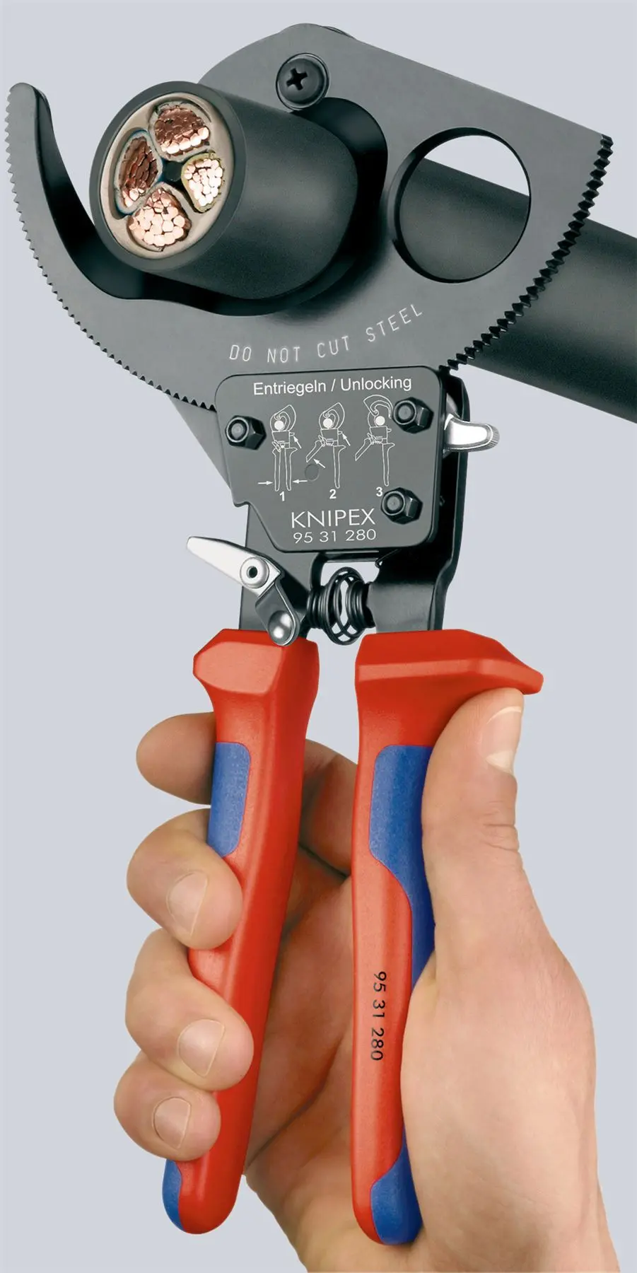 KNIPEX Cable Cutter Ratchet Action 32mm Diameter Cutting Capacity 250mm Multi Component Grips 95 31 250 - Image 12