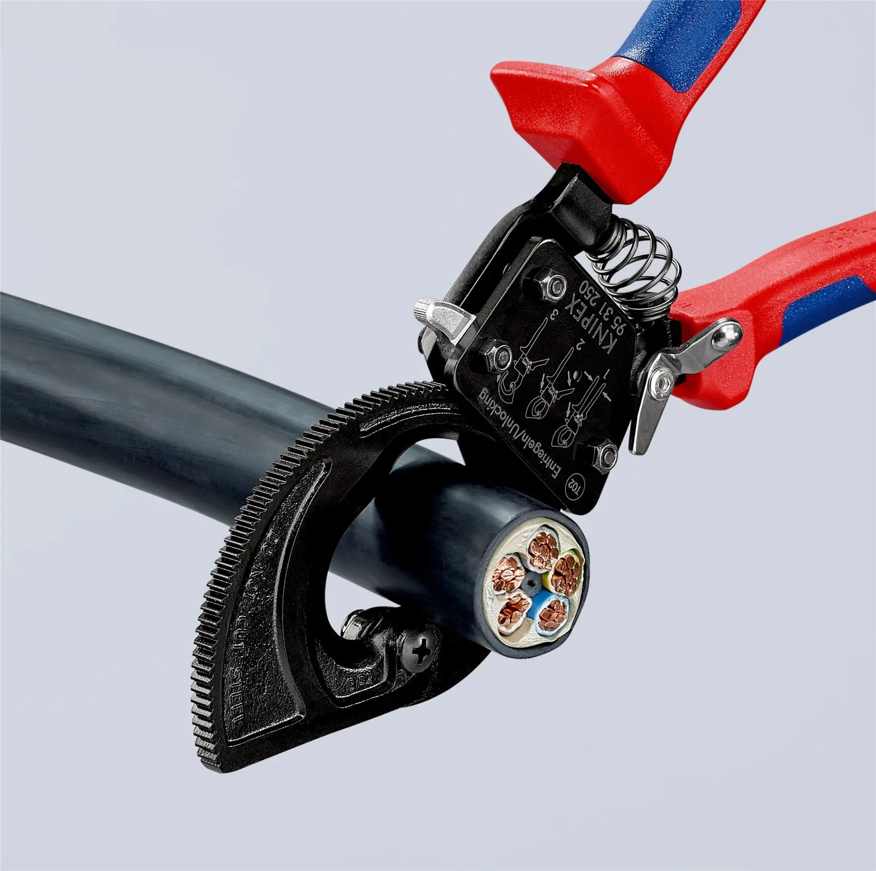 KNIPEX Cable Cutter Ratchet Action 32mm Diameter Cutting Capacity 250mm Multi Component Grips 95 31 250 - Image 6
