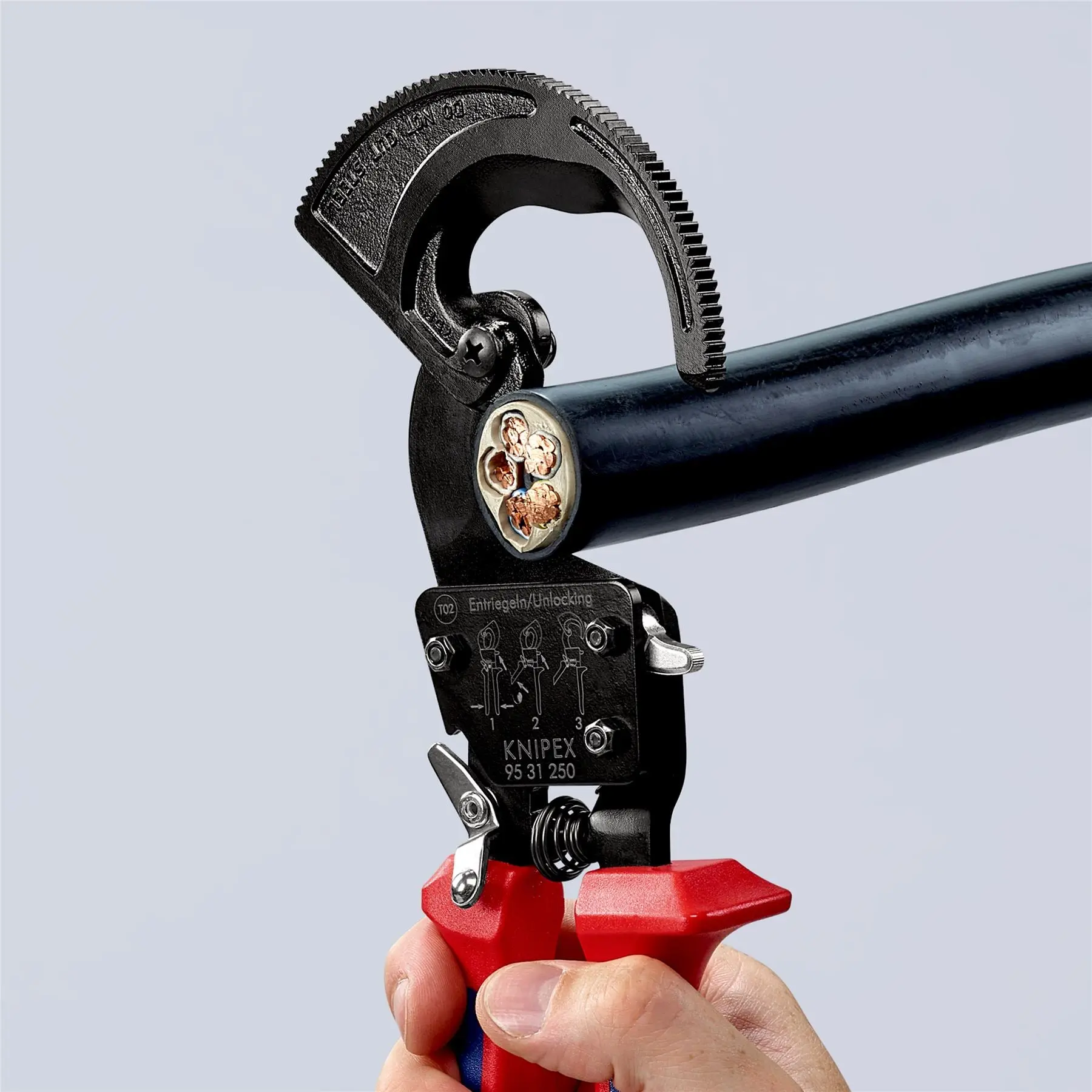 KNIPEX Cable Cutter Ratchet Action 32mm Diameter Cutting Capacity 250mm Multi Component Grips 95 31 250 - Image 8