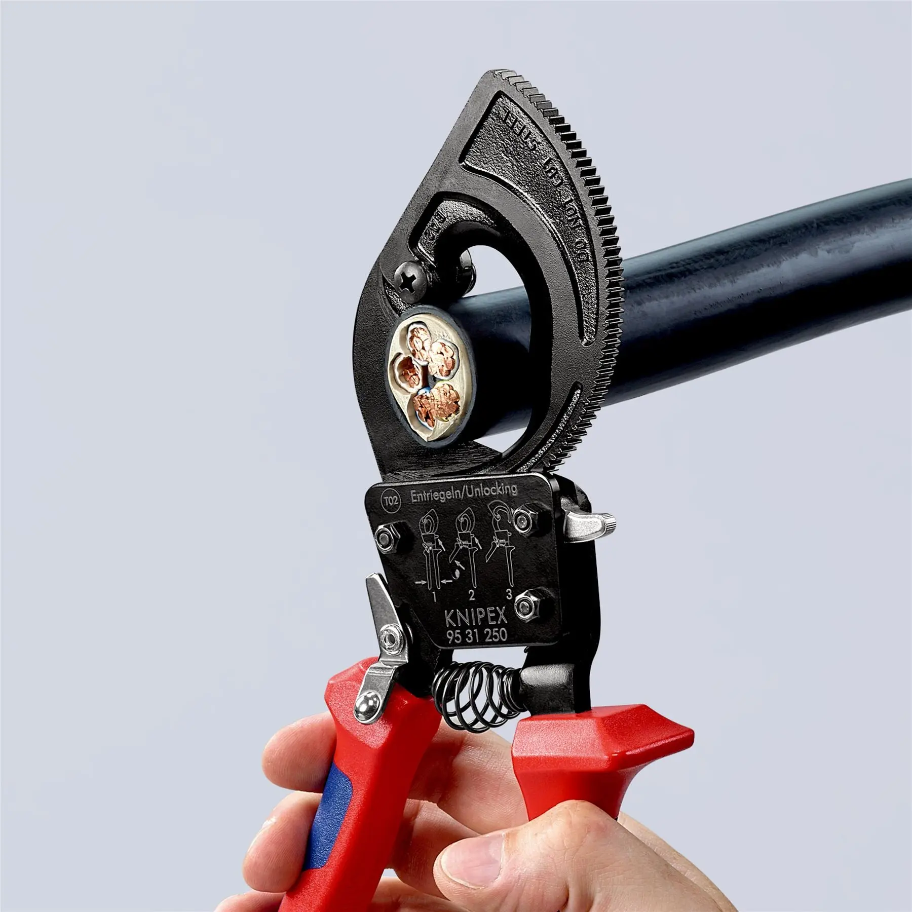 KNIPEX Cable Cutter Ratchet Action 32mm Diameter Cutting Capacity 250mm Multi Component Grips 95 31 250 - Image 9