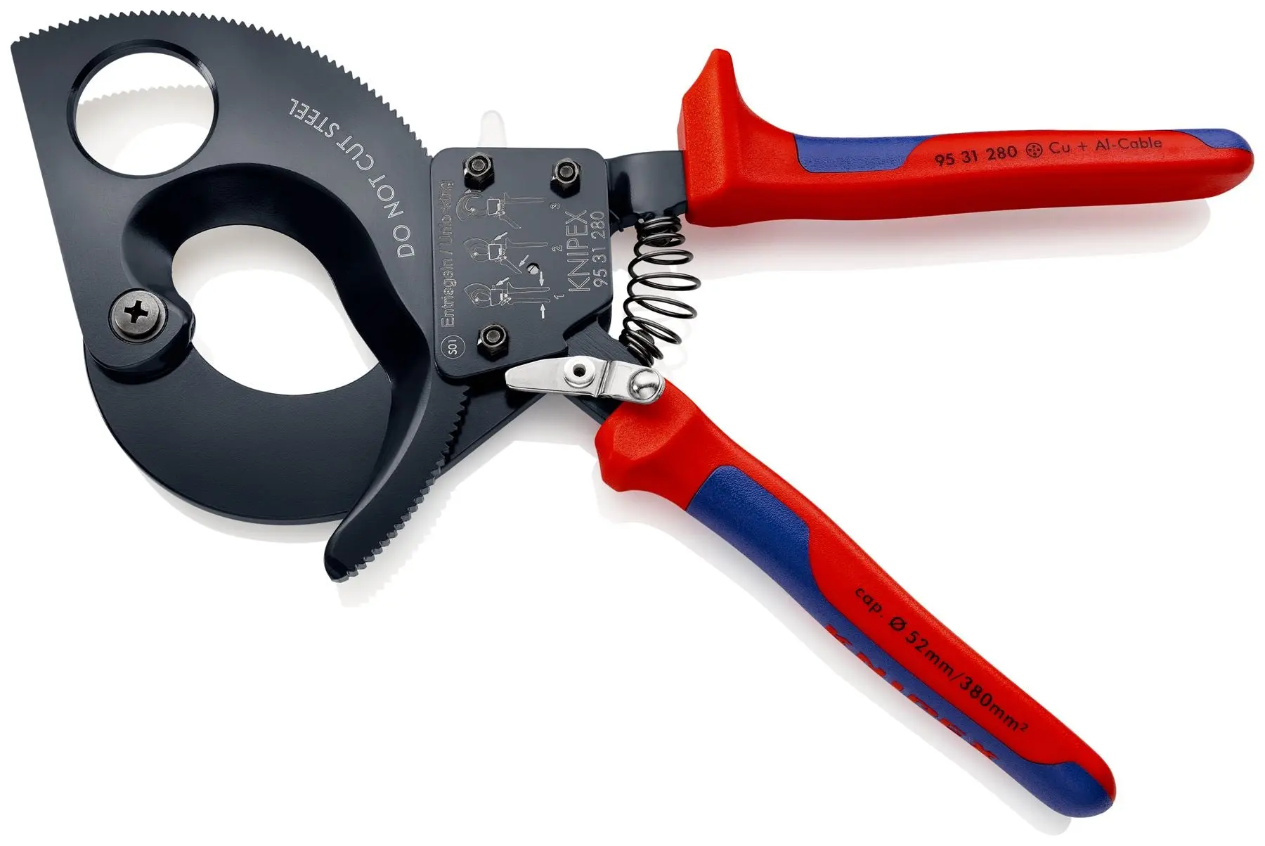KNIPEX Cable Cutter Ratchet Action 52mm Diameter Cutting Capacity 280mm Multi Component Grips 95 31 280 - Image 2