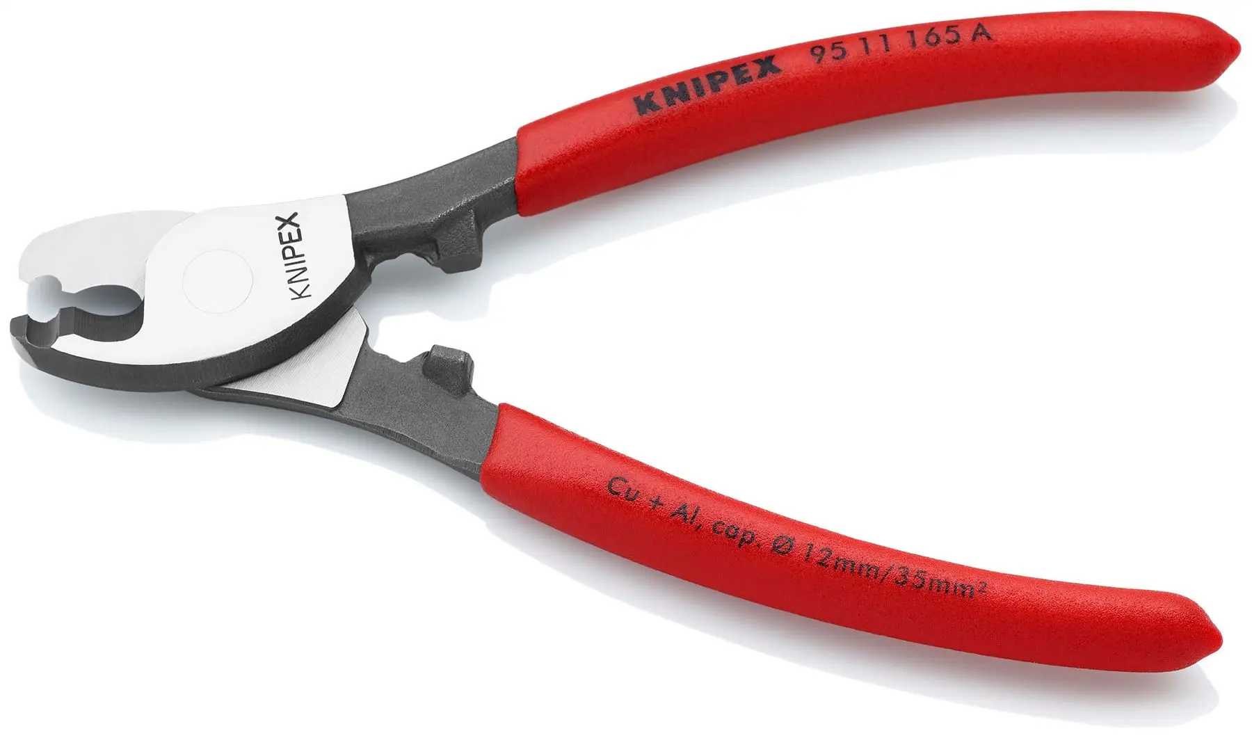 KNIPEX Cable Shears Cutting Pliers Cuts Cable up to 12mm Diameter 165mm Plastic Coated Handles 95 11 165 A - Image 2