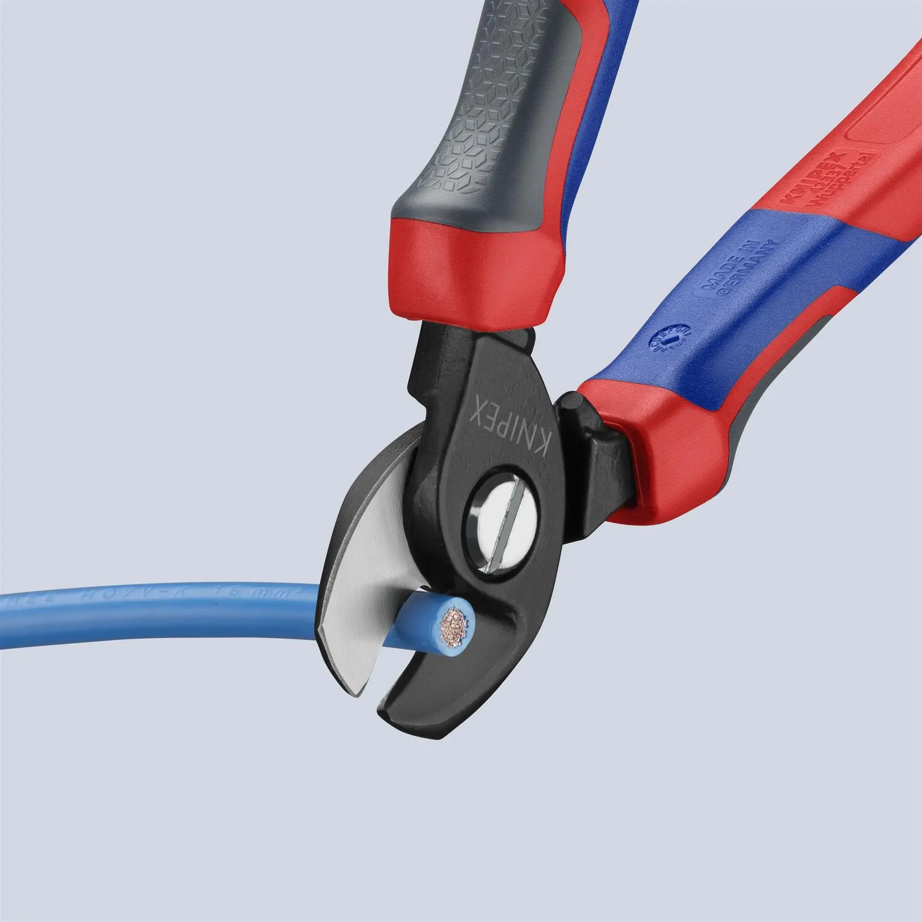 KNIPEX Cable Shears Cutting Pliers Cuts Cable up to 15mm Diameter 165mm with Comfort Handles 95 12 165 - Image 4
