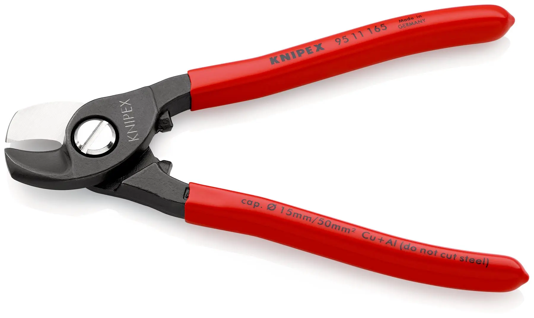 KNIPEX Cable Shears Cutting Pliers Cuts Cable up to 15mm Diameter 165mm Plastic Coated Handles 95 11 165 - Image 2