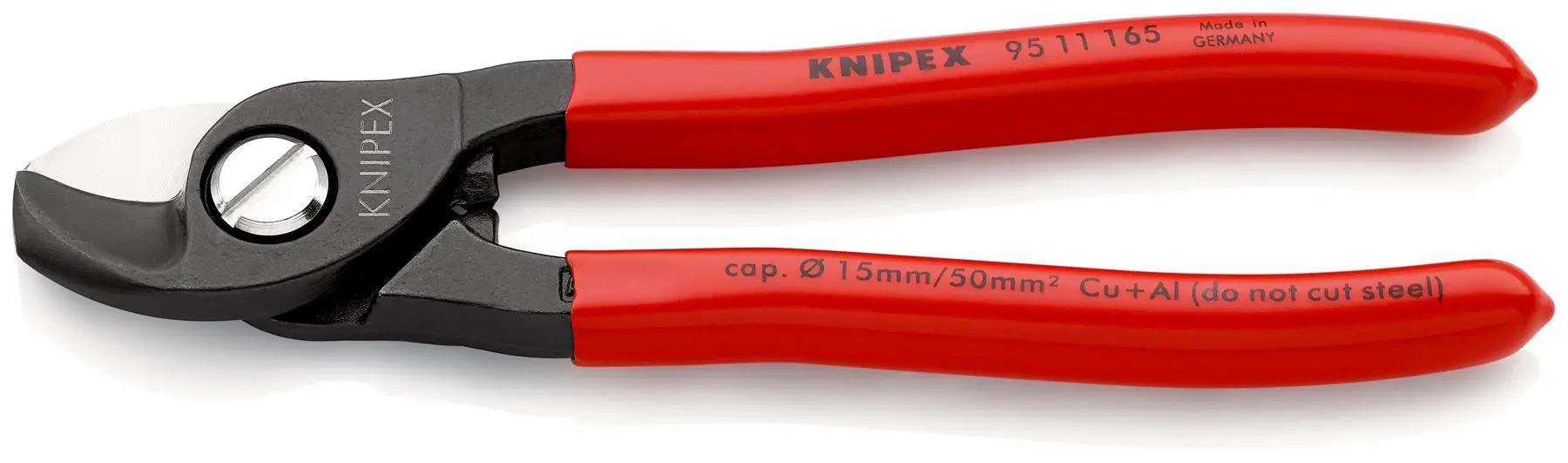 KNIPEX Cable Shears Cutting Pliers Cuts Cable up to 15mm Diameter 165mm Plastic Coated Handles 95 11 165 SB