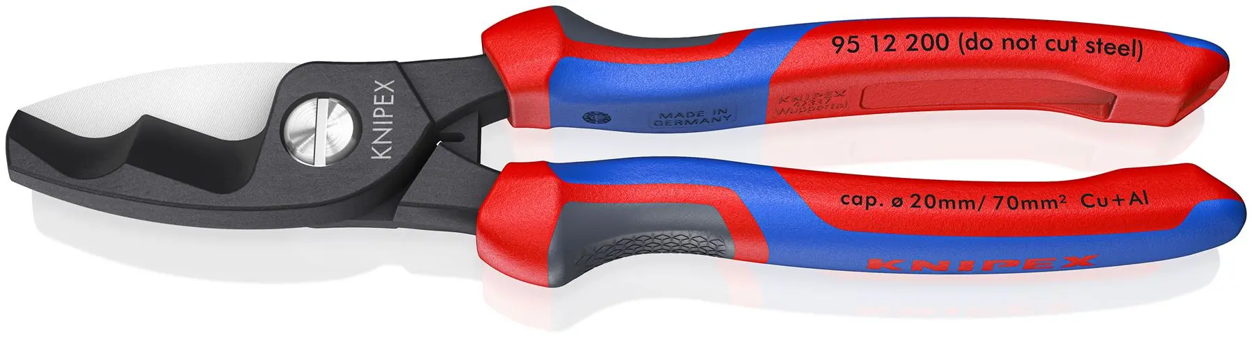 KNIPEX Cable Shears Twin Cutting Edge 200mm with Comfort Handles 95 12 200