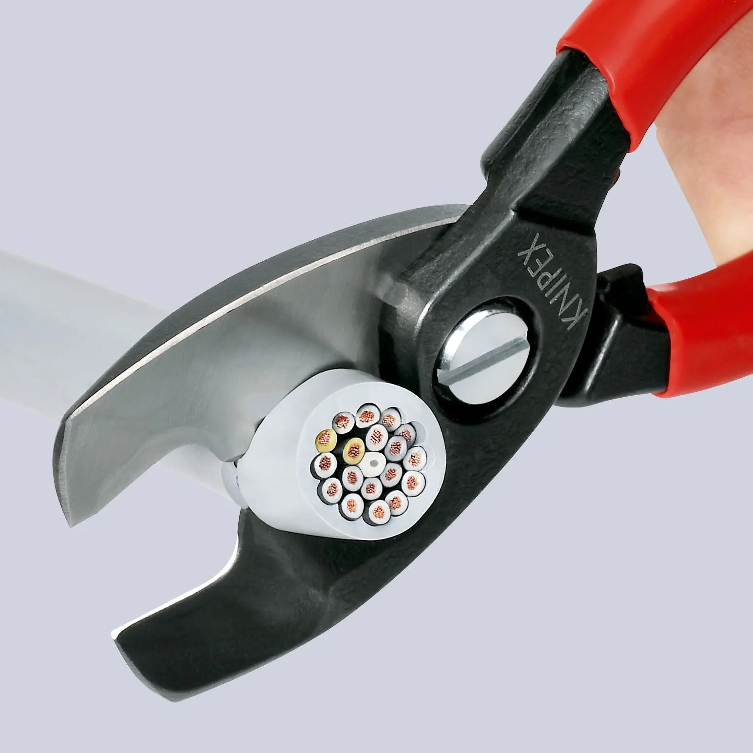 KNIPEX Cable Shears with Twin Cutting Edge 20mm Diameter Capacity 200mm Plastic Coated Handles 95 11 200 - Image 4